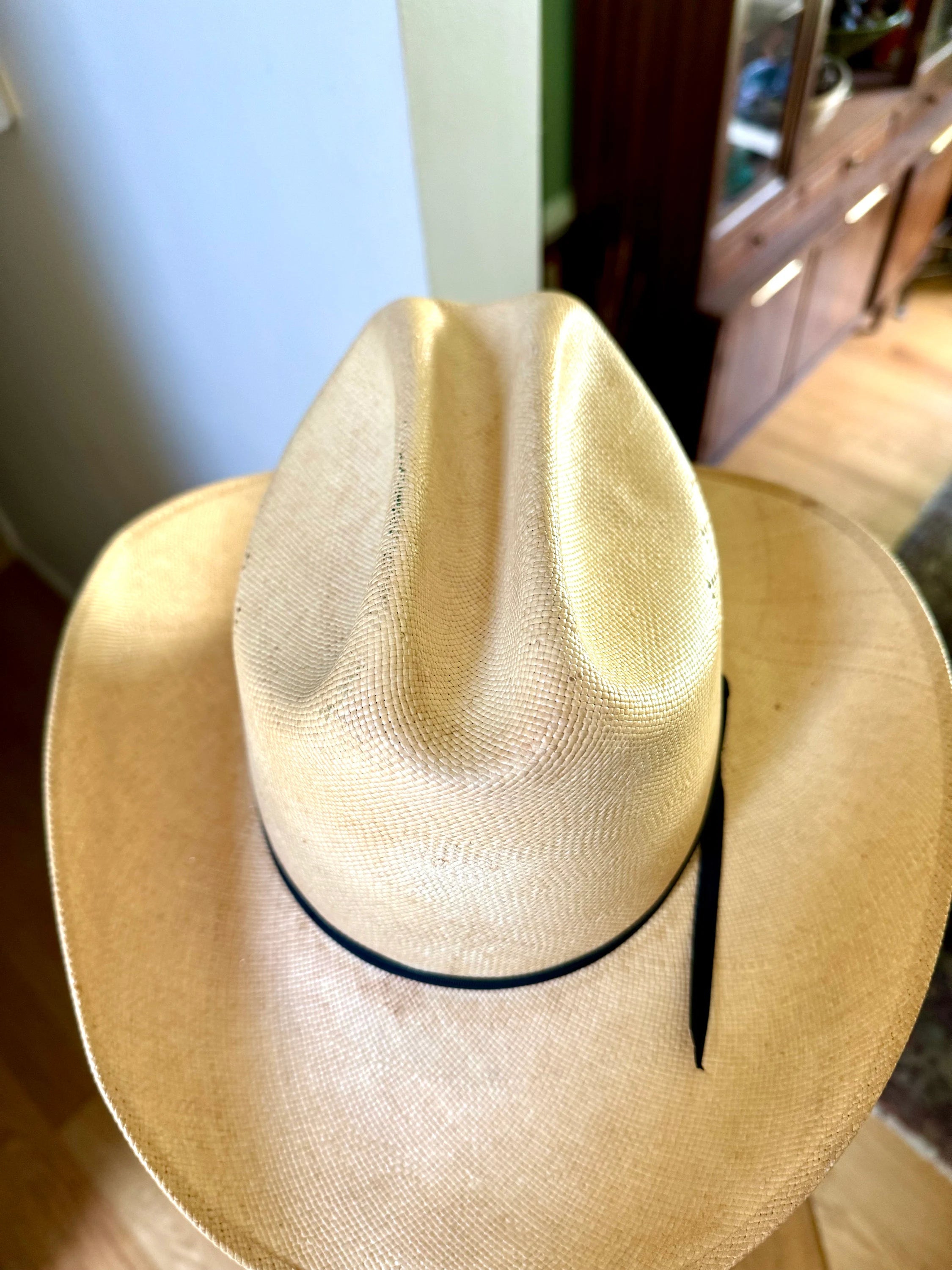 Western Wrangler Cowboy Hat | Vintage Straw and Lamb Skin Western Hat | Distressed Western Wrangler Cowboy Hat | Western Wear