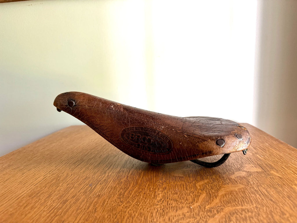 Vtg Leather Brooks Champion B15 Saddle | Great Britain Leather Bike Saddle | B15 Champion Standard Leather Bike Seat | Antique Bike Seat