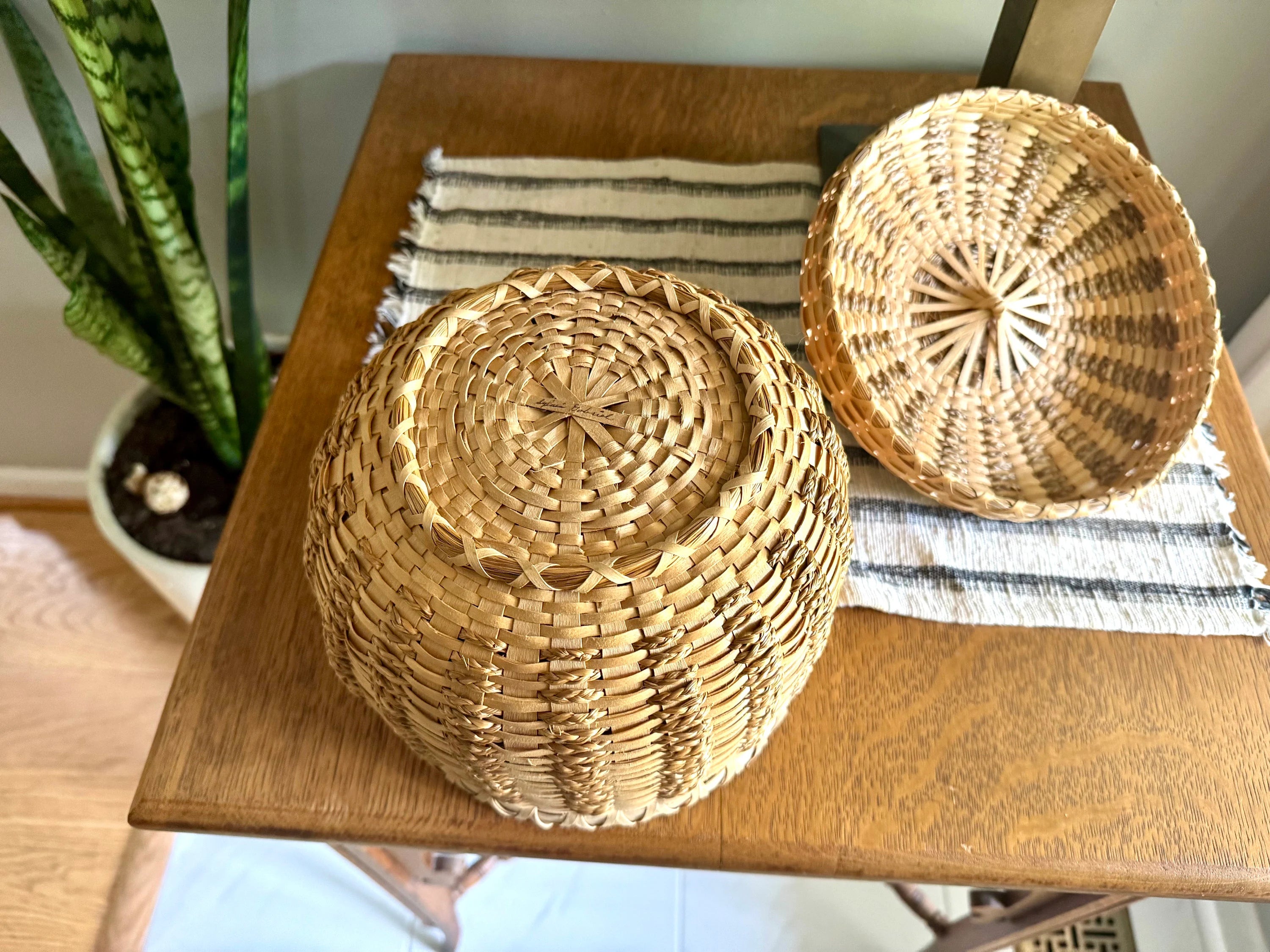 Vtg Native American Passamaquoddy Basket | Sylvia Gabriel Signed Wabanaki Basket | Woven Ash and Sweetgrass Basket| Northeastern Basket