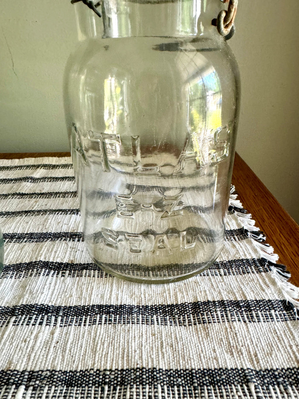 3 Antique Atlas E-Z Seal Mason Jars | 3 Clear Early Hazel Atlas Mason Jars with Lids | Glass Storage Jars | 3 Atlas Canning Jars