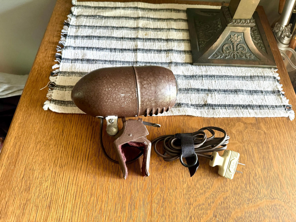 Vtg Metal Headboard Lamp | Art Deco Clamp Lamp | 1940's Bullet Fisheye Lamp | Industrial Reading Lamp | Atomic Clamp On Task Lamp