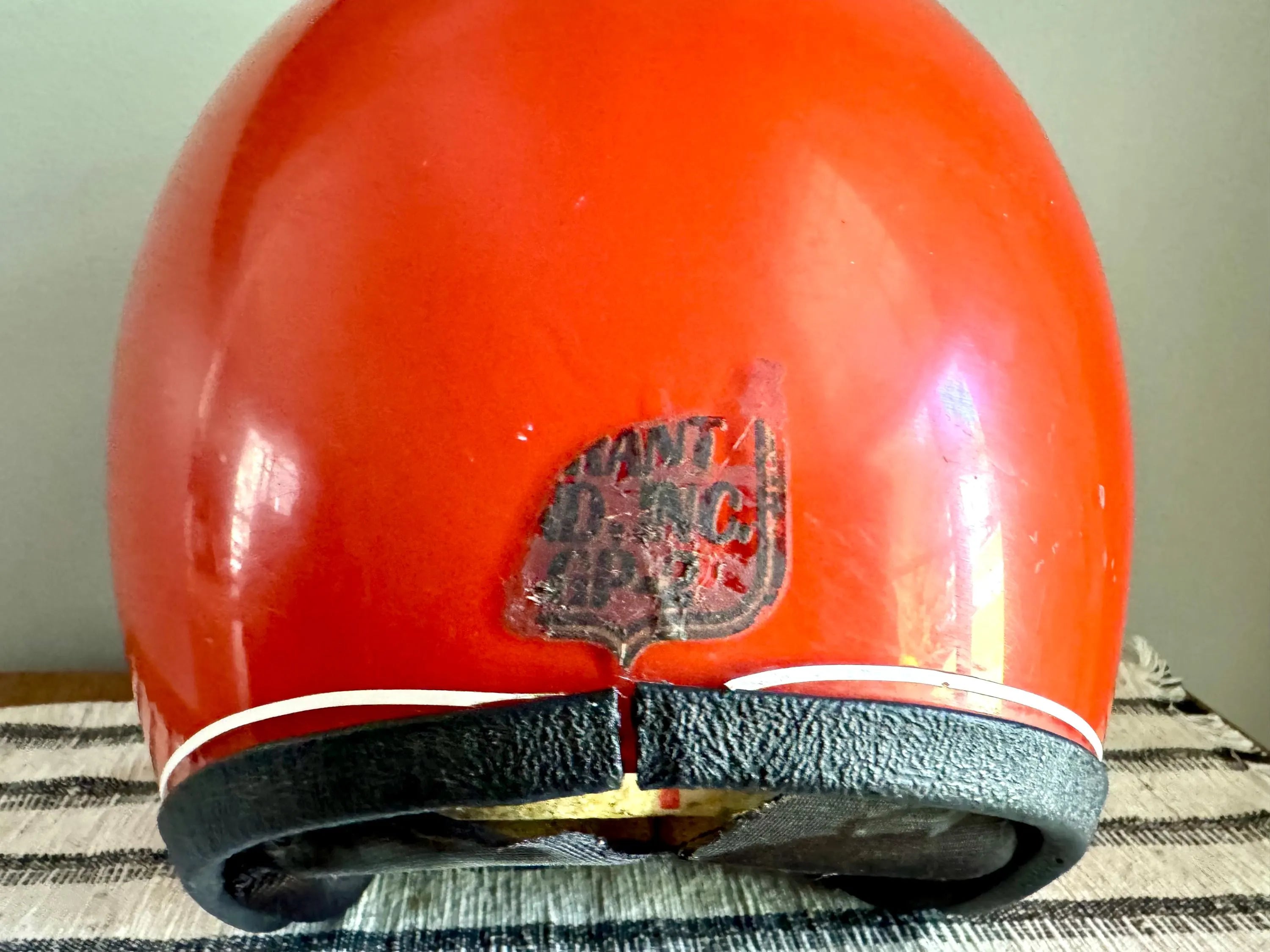 Vtg Orange Grant GP-2 Motorcycle Helmet | Orange Open Face Helmet | Bobber Helmet | Motorcycle Decor | Bubble Helmet | Rustic Helmet