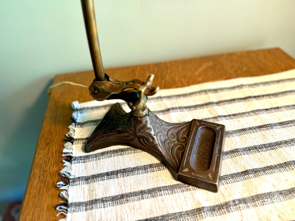 Antique Brass Ornate Adjustable Desk Lamp | Perkins Ornate Art Nouveau Drafting Lamp | Brass Swing Arm Desk Lamp | Gooseneck Lamp