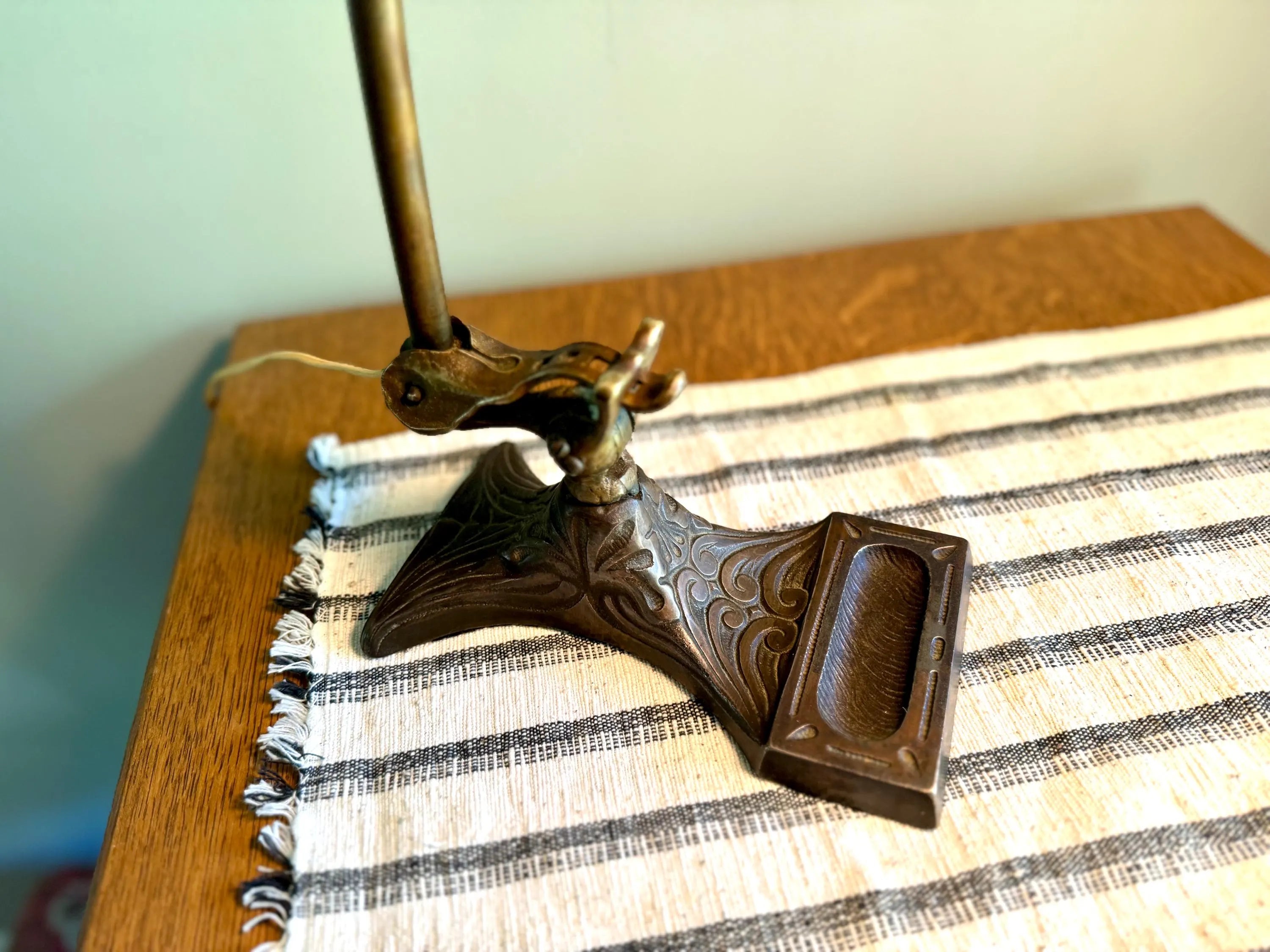 Antique Brass Ornate Adjustable Desk Lamp | Perkins Ornate Art Nouveau Drafting Lamp | Brass Swing Arm Desk Lamp | Gooseneck Lamp