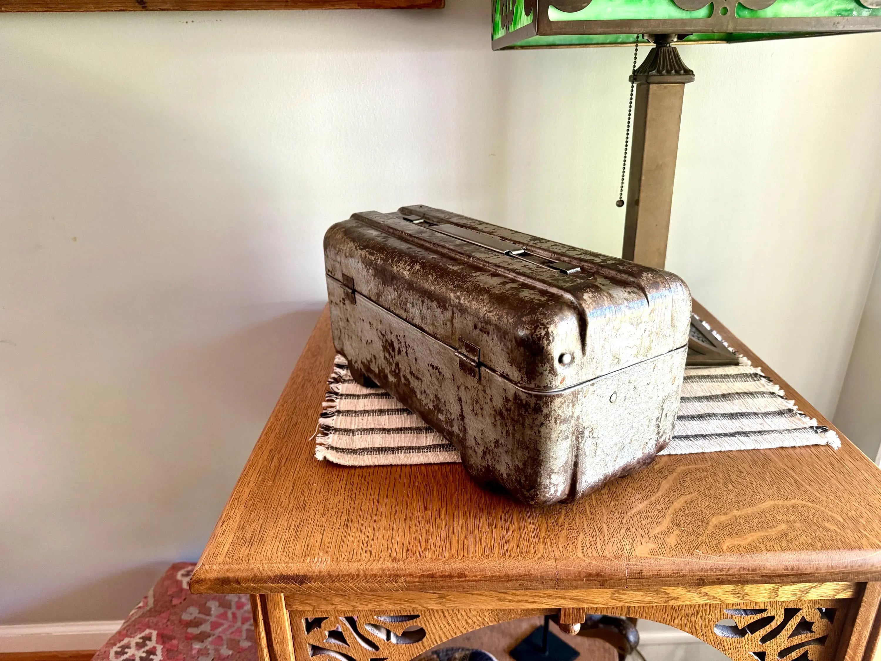 1950s Vintage Metal Tool Box | Poloron Products Metal Tackle Box | Rustic Industrial Tool Box | Rustic 50s Tool Box | Industrial Metal Box.