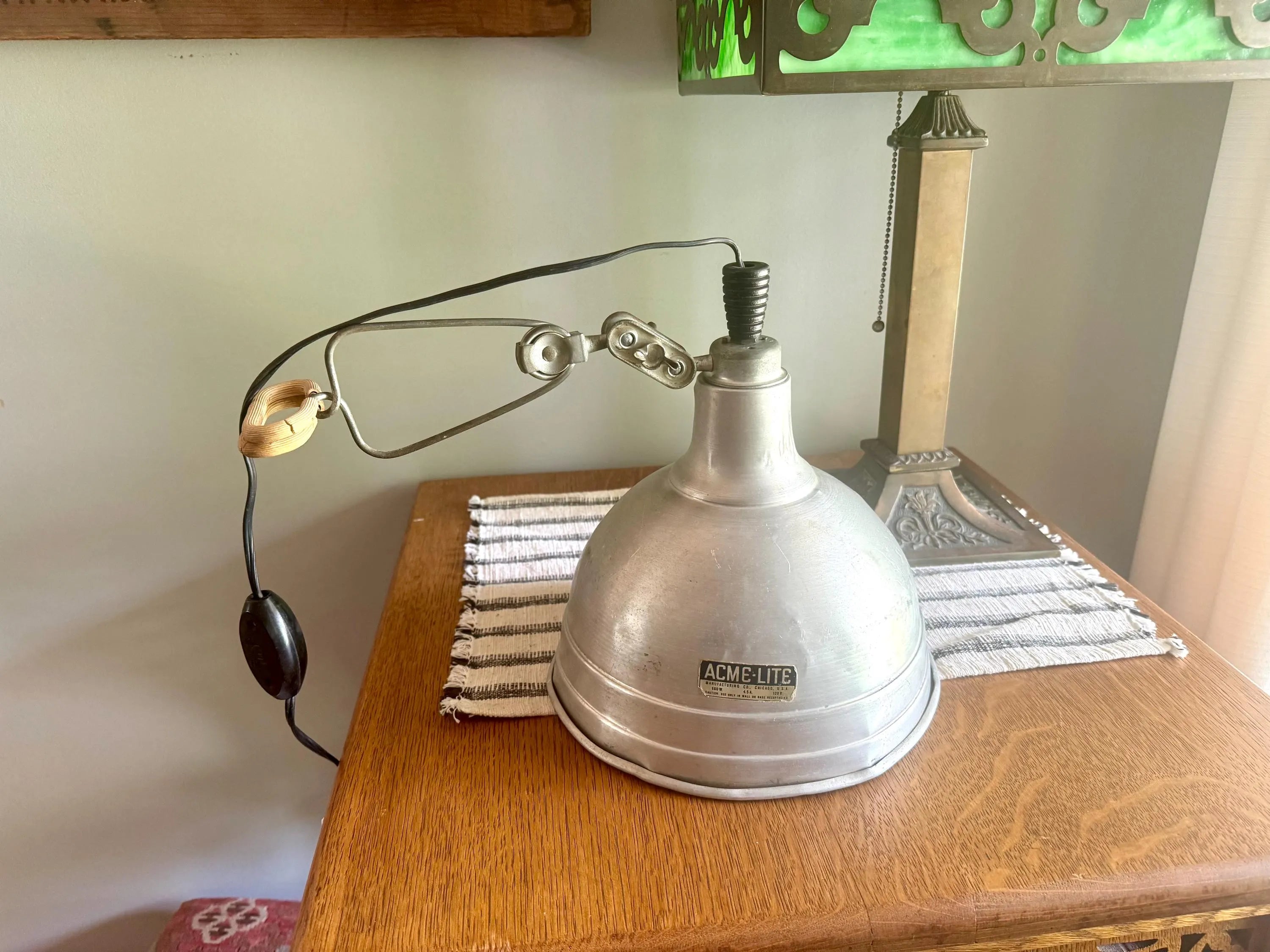 Vtg Aluminum Acme Clamp Lamp | Black Wood Knob Clamp Lamp | Acme-Lite Work Lamp | Photography Lamp | Spot lamp | Workstation Lamp