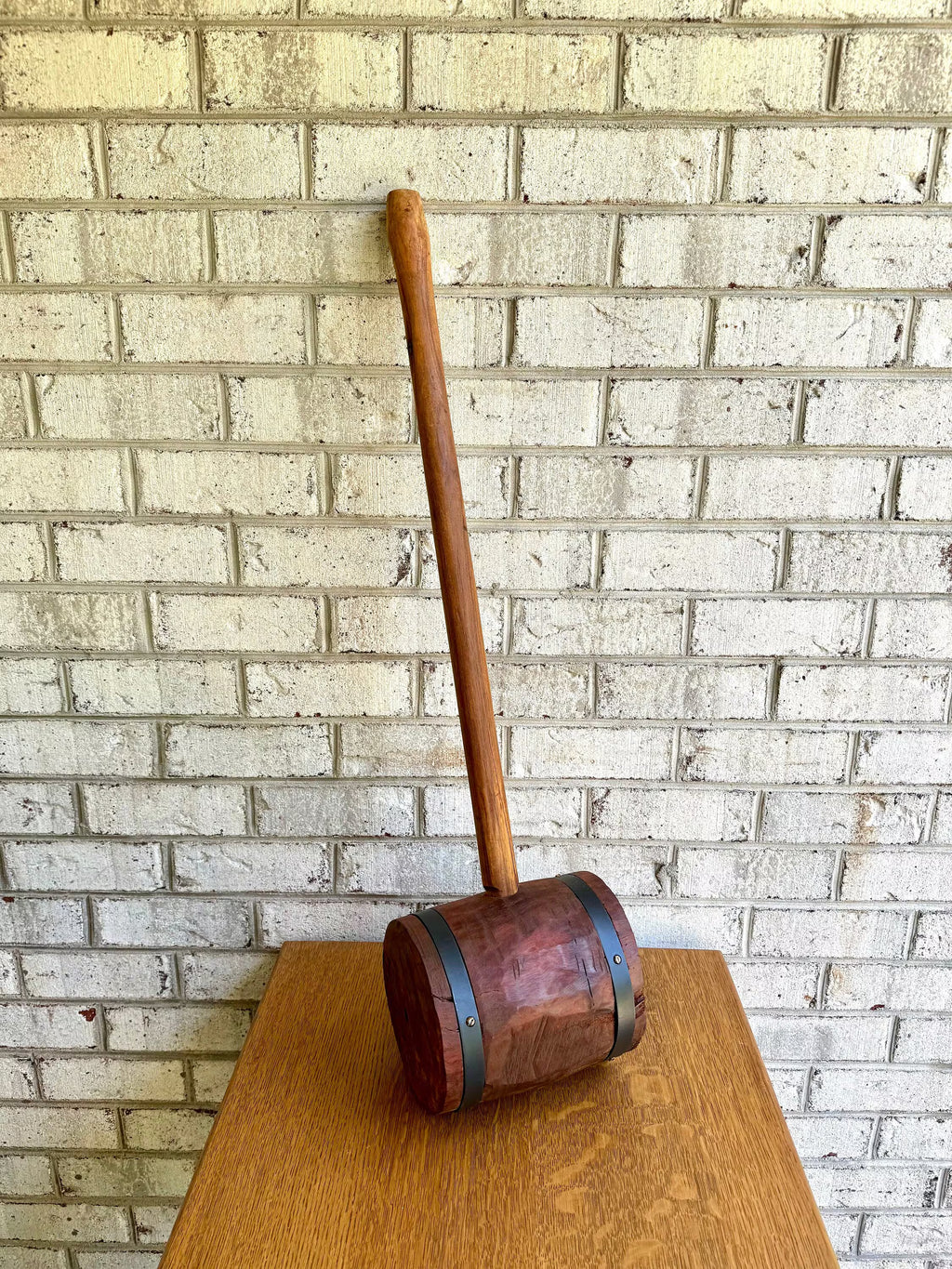 Vtg Large Wood Mallet | Hand Made Wooden Mallet | Decor Circus Mallet | Wooden Industrial Mallet | Wood Strongman Mallet| Sledge Hammer