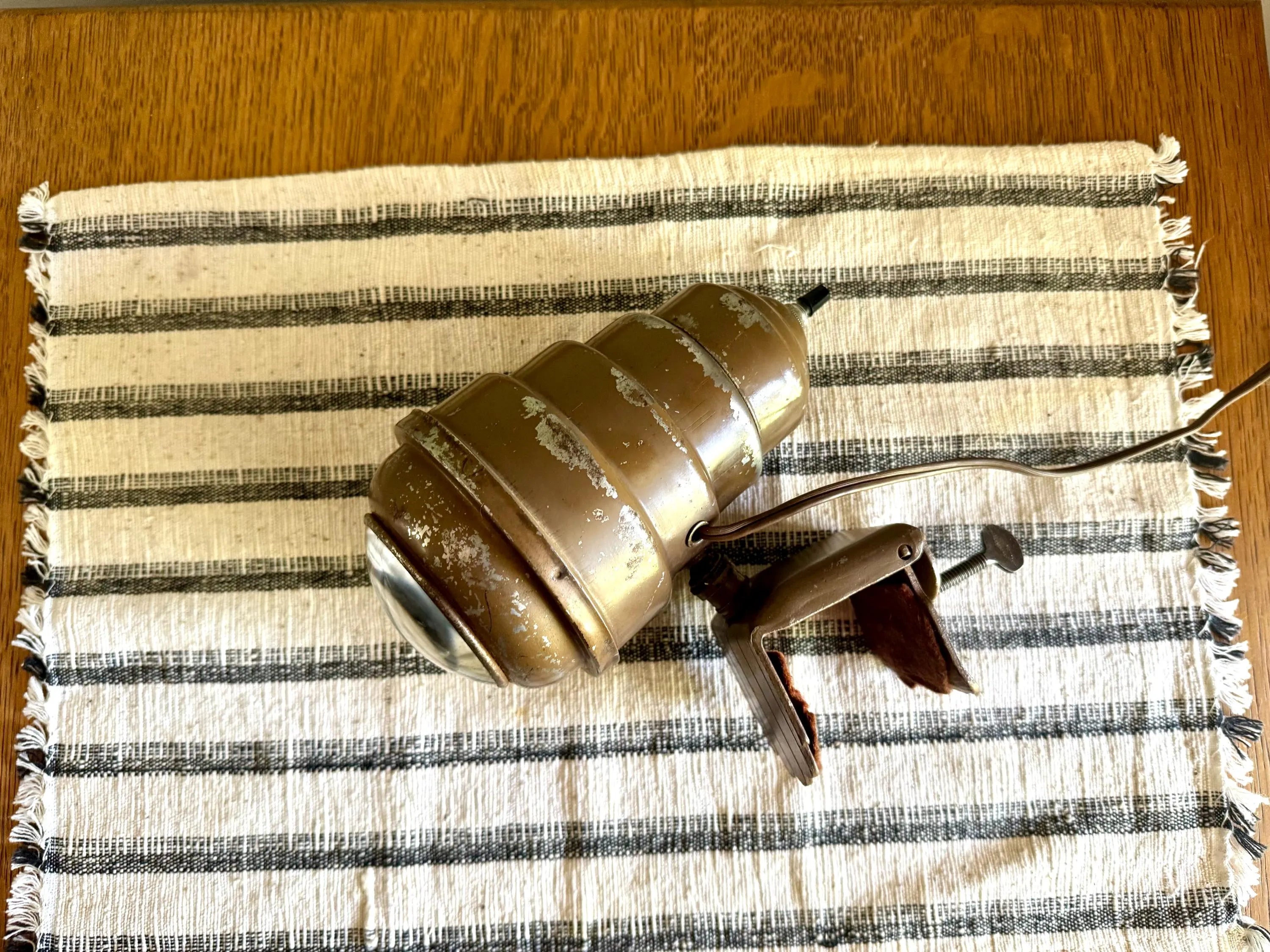 Vtg Metal Headboard Lamp | Art Deco Clamp Lamp | 1940's Bullet Fisheye Lamp | Industrial Reading Lamp | Atomic Clamp On Task Lamp