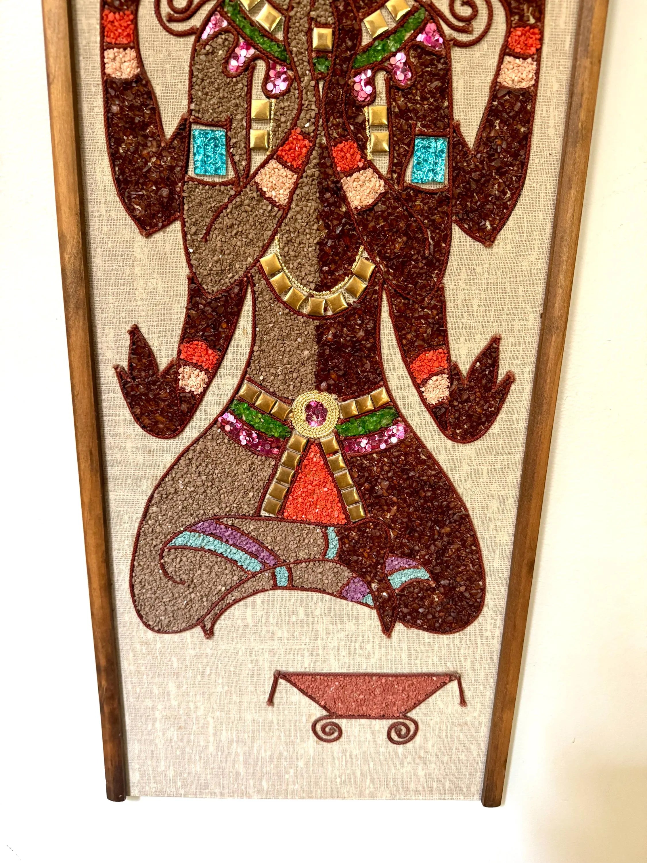 Vtg Hindu Zen Gravel Art | Pebble Art Indian God | MCM Gravel Art | Indian Zen Gravel Art | Rock Art | Mosaic Art | 3-D Art