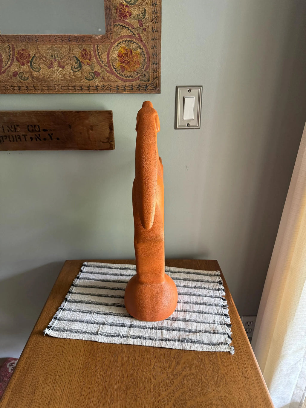 A Large Ceramic Gazelle Sculpture | Royal Haeger Art Deco Gazelle Sculpture | Large Textured Orange Gazelle Statue| 21 1/2" Ceramic Gazelle