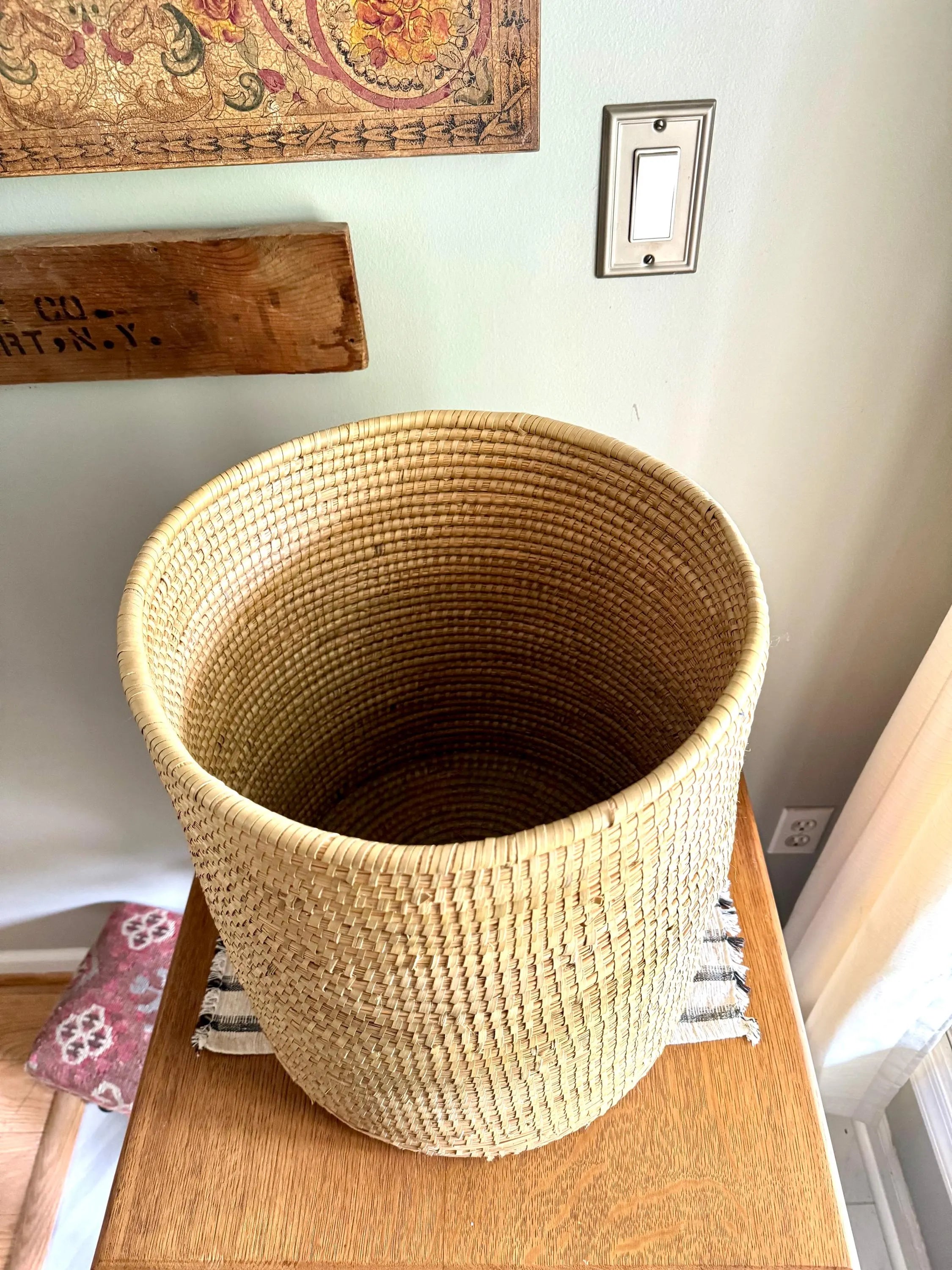 Large Round Coiled Sweetgrass Basket  | Native American Woven Basket | Boho Decor | Boho Storage| Sweetgrass Coiled Hamper