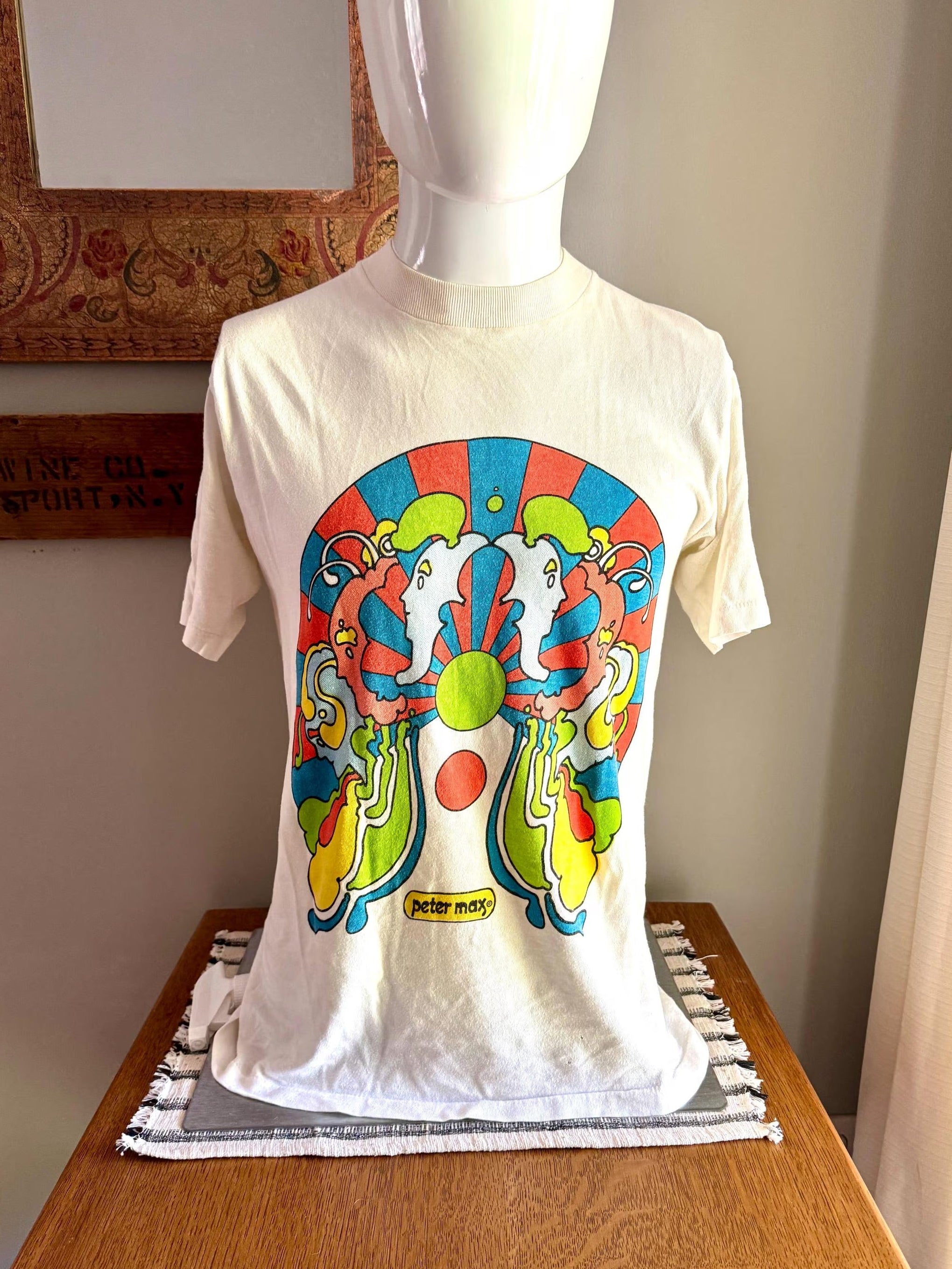 Vtg 1970’s Original “Peter Max” Pop Art Two-Sided T-Shirt| Hippie, Psychedelic 70’s Tee Shirt | Single Stitch Peter Max T-shirt