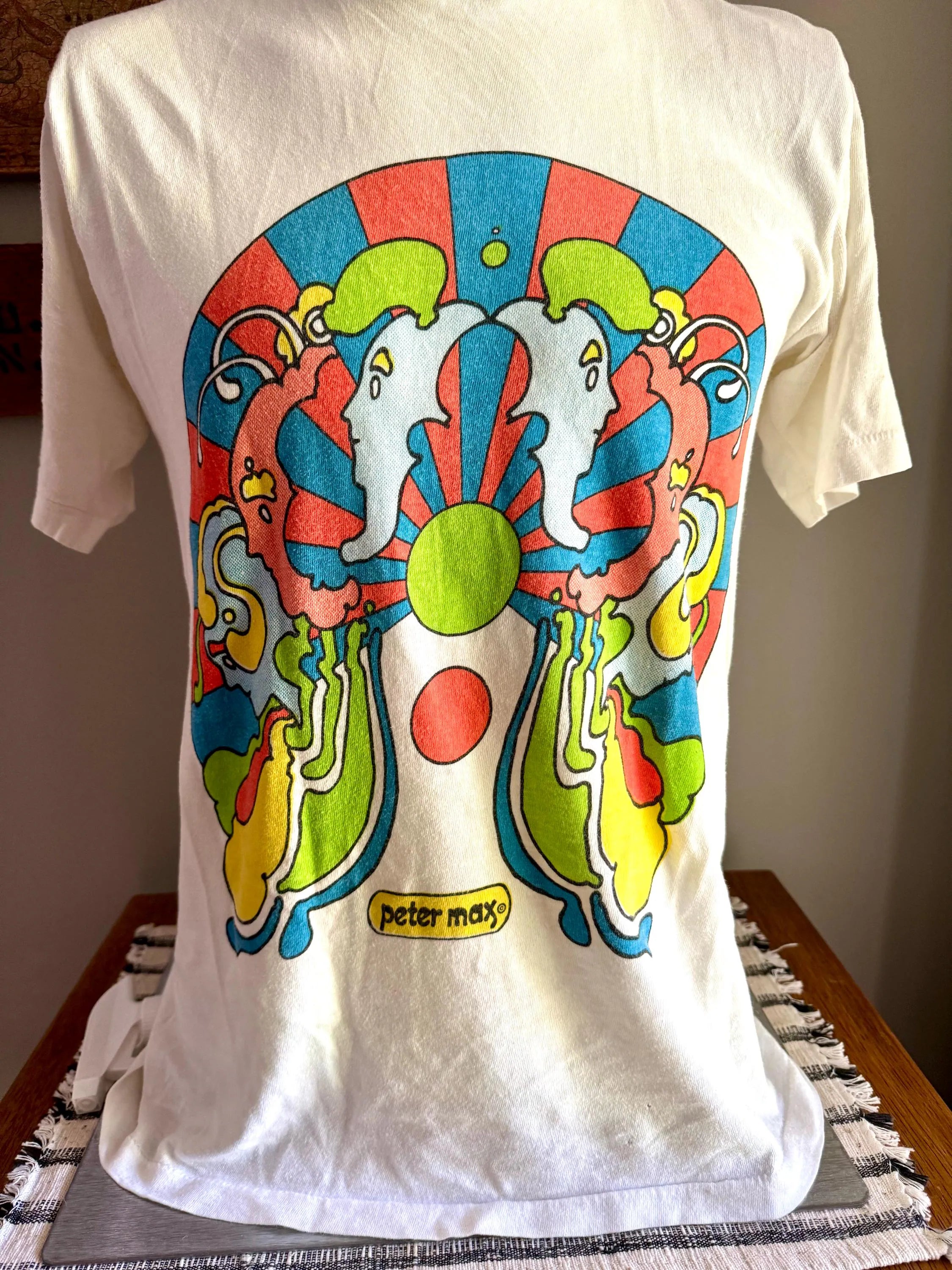 Vtg 1970’s Original “Peter Max” Pop Art Two-Sided T-Shirt| Hippie, Psychedelic 70’s Tee Shirt | Single Stitch Peter Max T-shirt