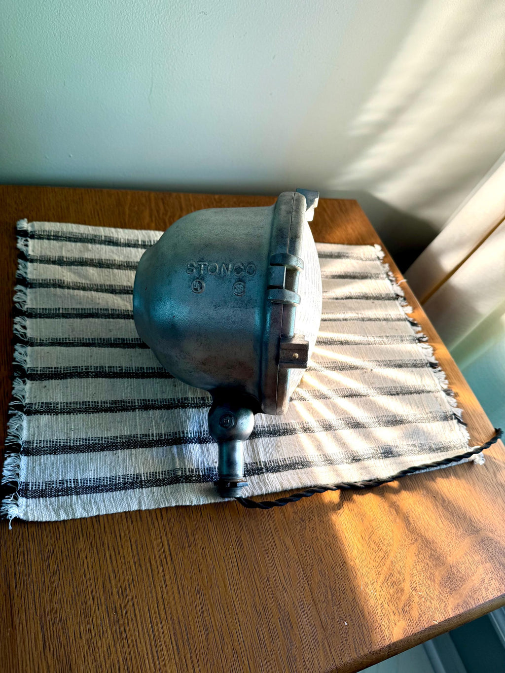 Vtg Industrial Stonco Spot Light | Cast Metal Industrial Spot Lamp | 7 Inch Westinghouse Bulb Lamp | Rewired Aluminum Cast Stonco Lamp