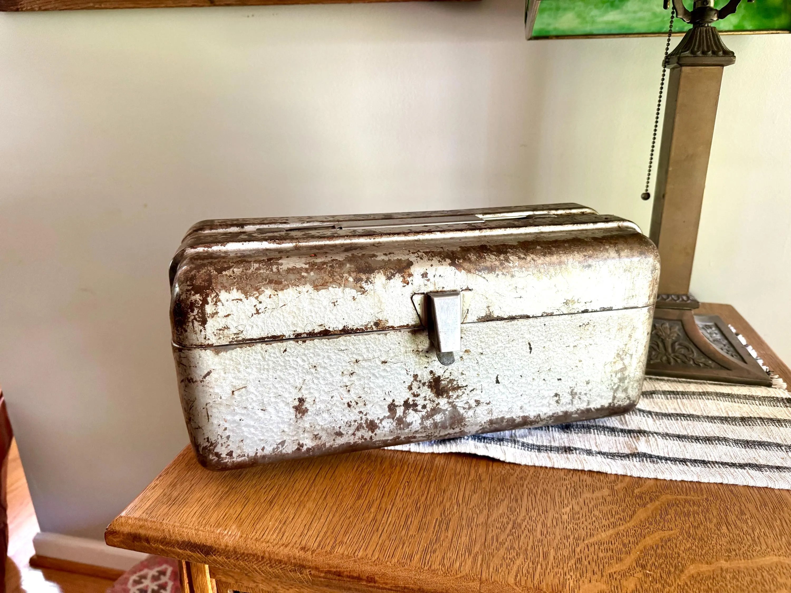 1950s Vintage Metal Tool Box | Poloron Products Metal Tackle Box | Rustic Industrial Tool Box | Rustic 50s Tool Box | Industrial Metal Box.