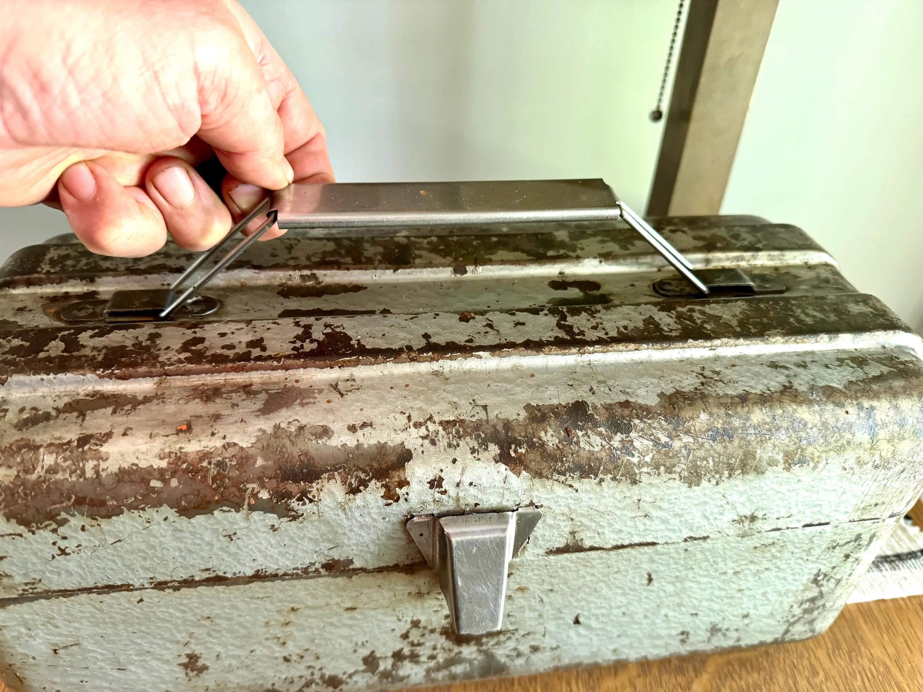 1950s Vintage Metal Tool Box | Poloron Products Metal Tackle Box | Rustic Industrial Tool Box | Rustic 50s Tool Box | Industrial Metal Box.
