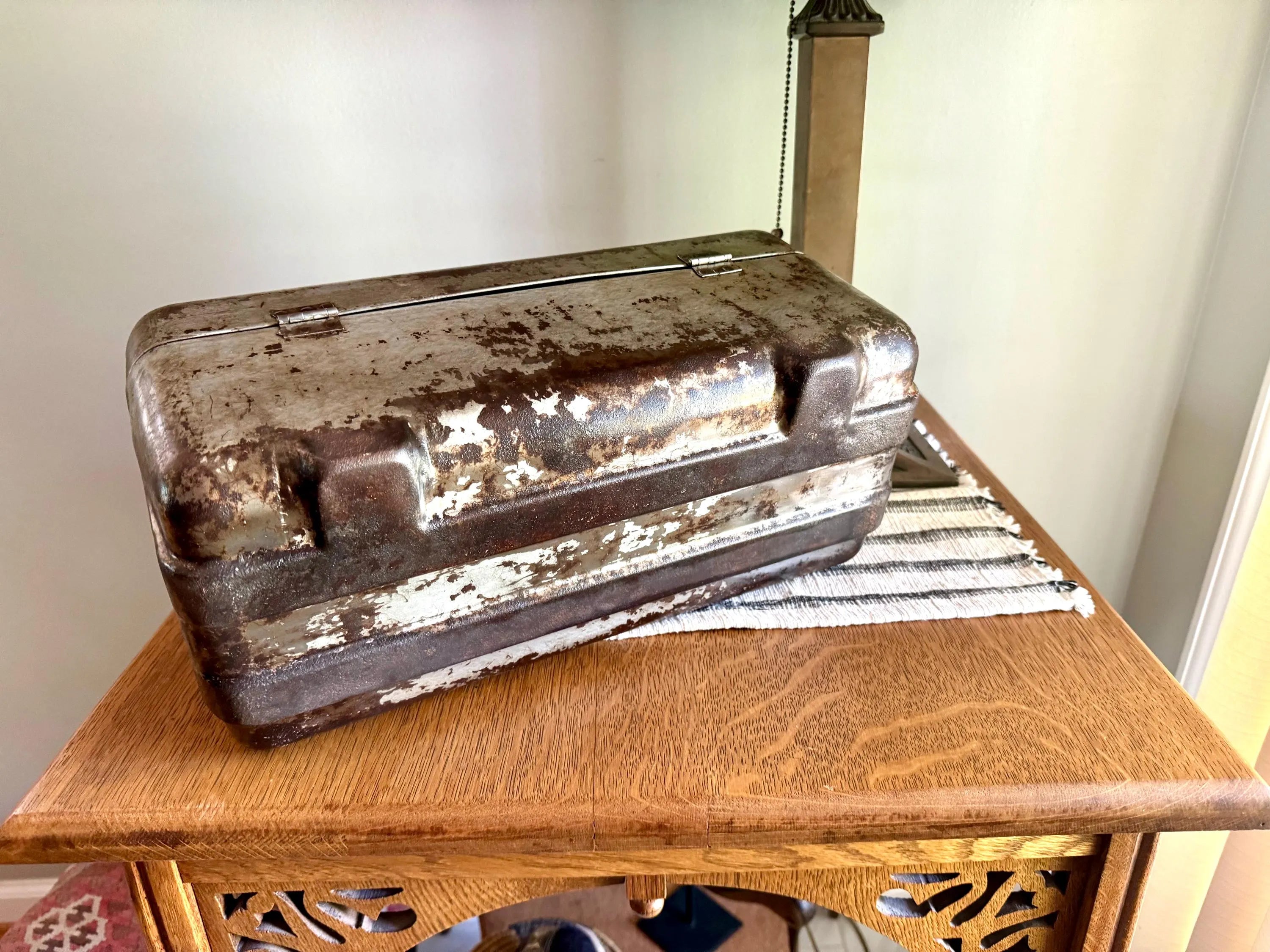 1950s Vintage Metal Tool Box | Poloron Products Metal Tackle Box | Rustic Industrial Tool Box | Rustic 50s Tool Box | Industrial Metal Box.