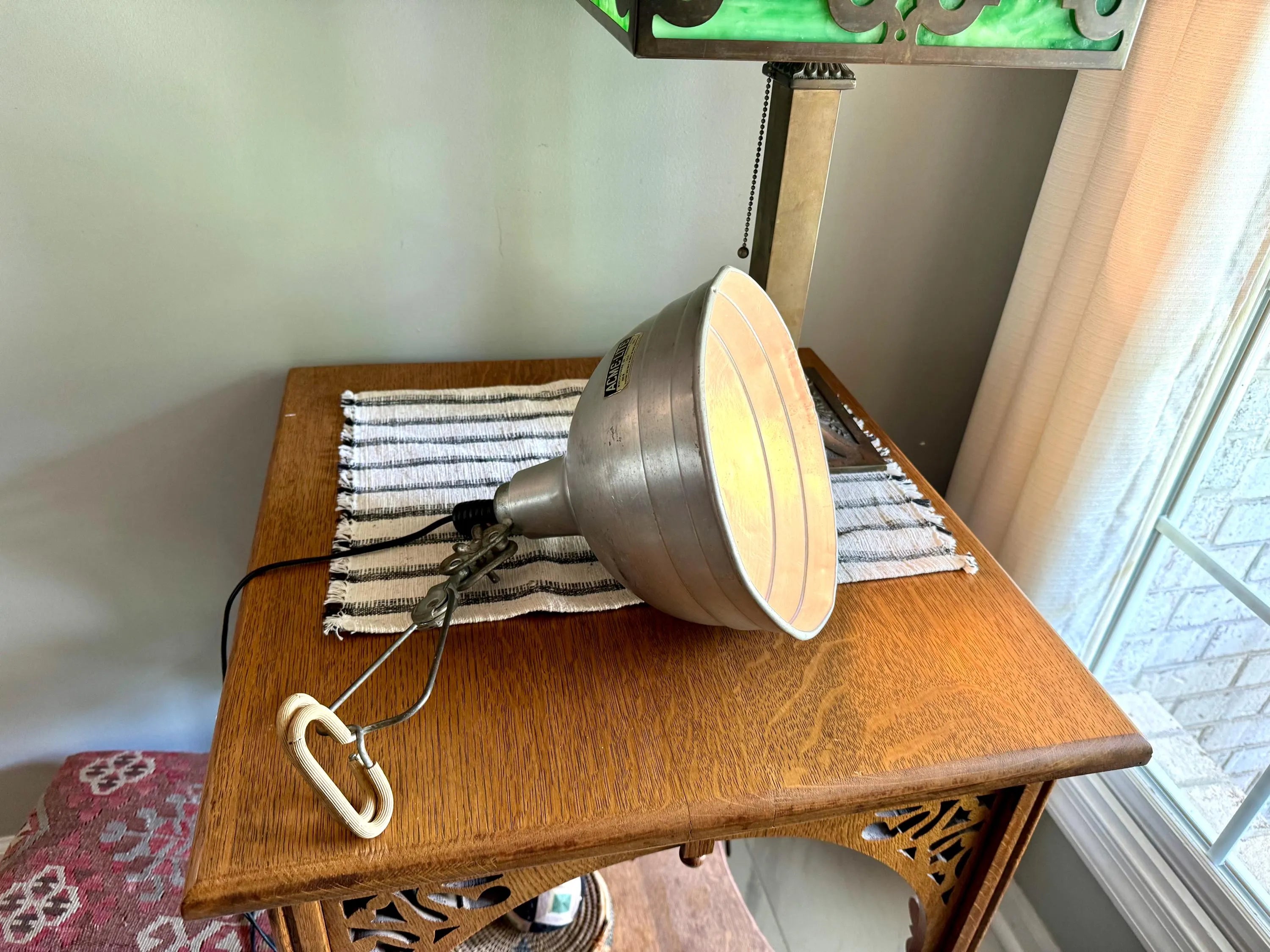 Vtg Aluminum Acme Clamp Lamp | Black Wood Knob Clamp Lamp | Acme-Lite Work Lamp | Photography Lamp | Spot lamp | Workstation Lamp