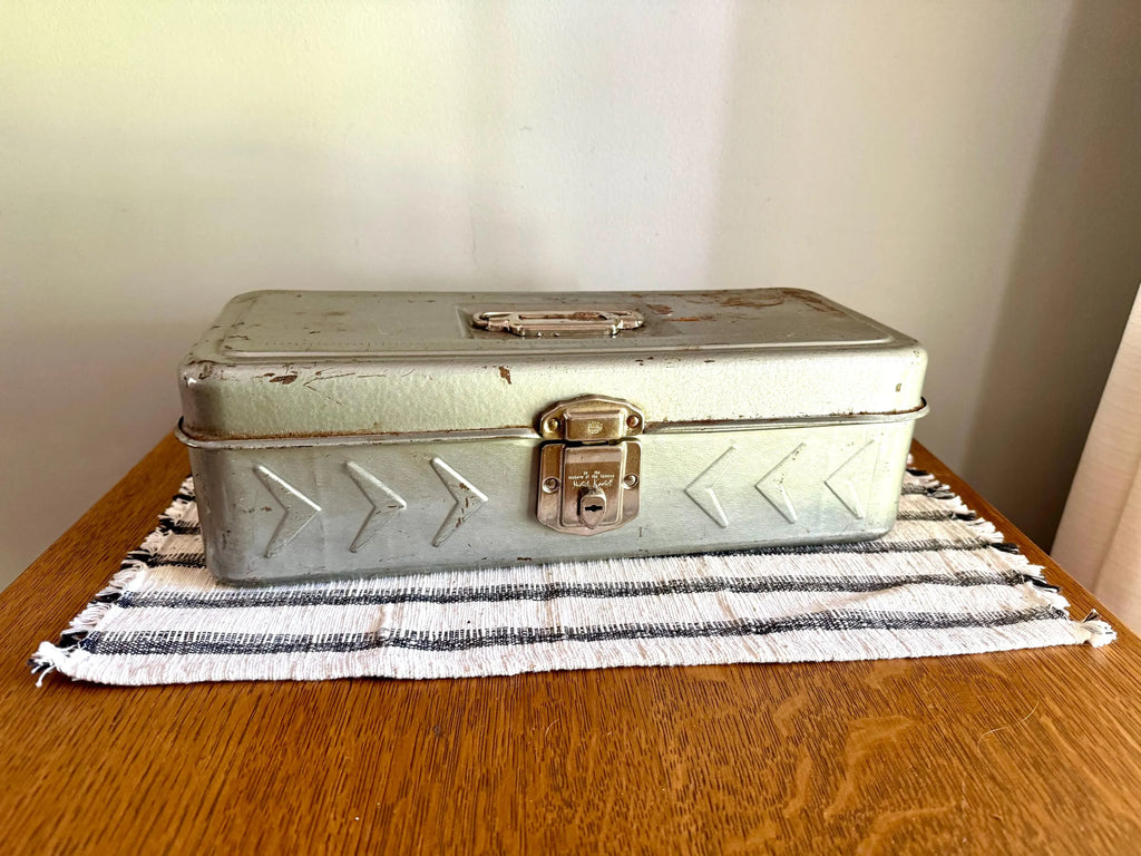 1950s Vintage Metal Tackle Box | Excelsior Metal Tackle Box | Rustic Industrial Tool Box | Rustic 50s Tool Box | Industrial Metal Box.