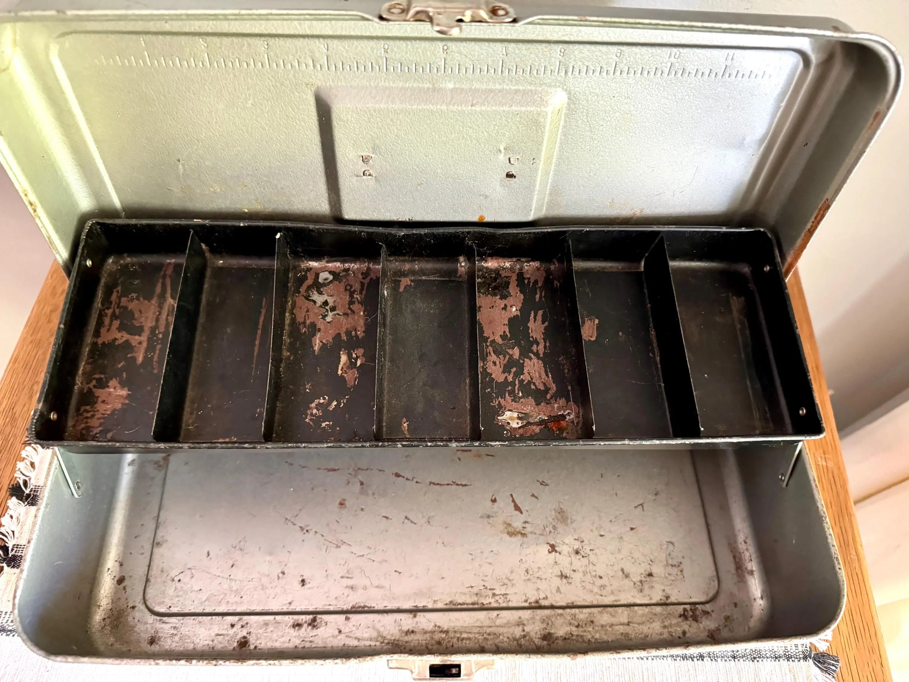 1950s Vintage Metal Tackle Box | Excelsior Metal Tackle Box | Rustic Industrial Tool Box | Rustic 50s Tool Box | Industrial Metal Box.