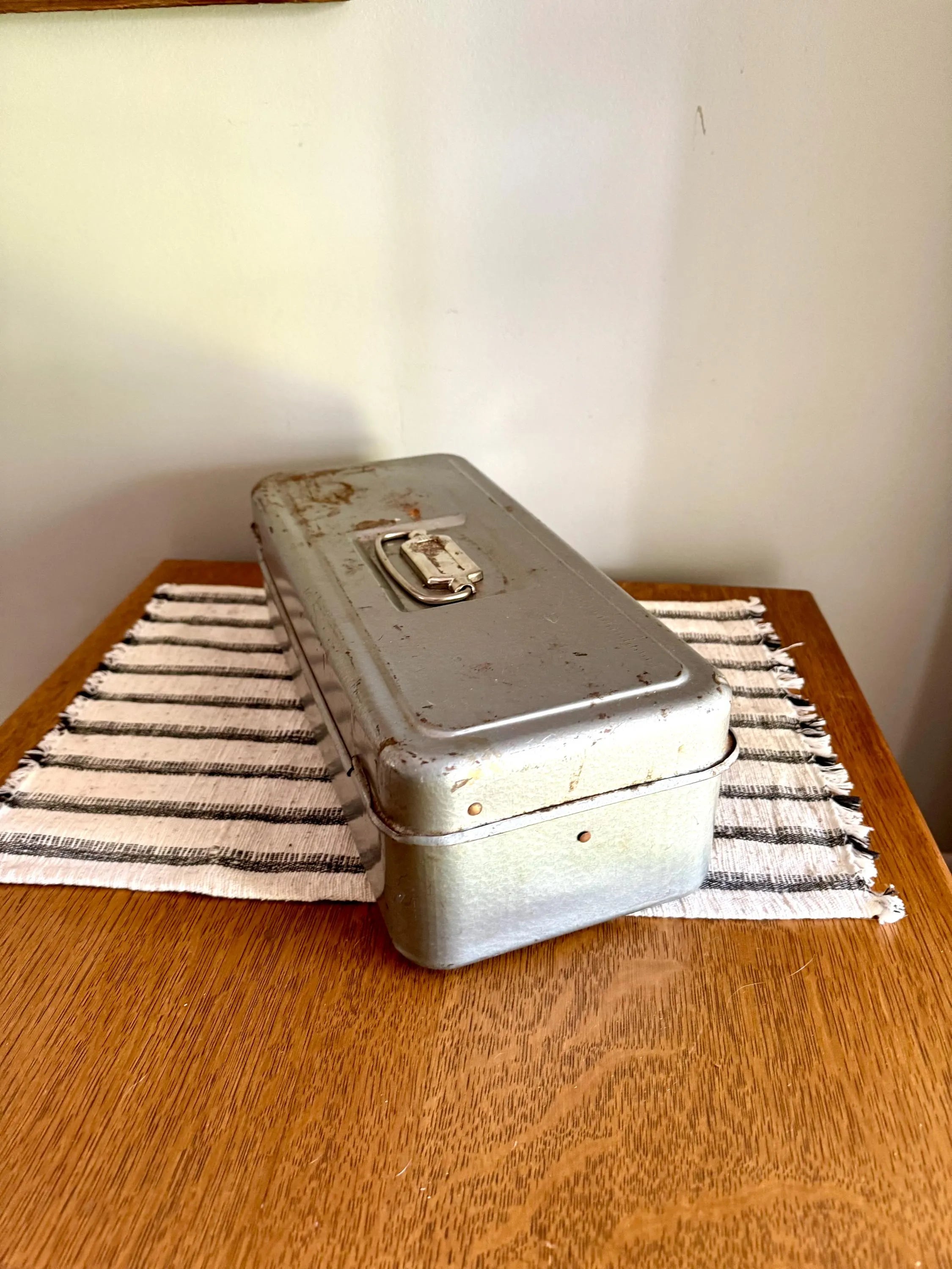 1950s Vintage Metal Tackle Box | Excelsior Metal Tackle Box | Rustic Industrial Tool Box | Rustic 50s Tool Box | Industrial Metal Box.