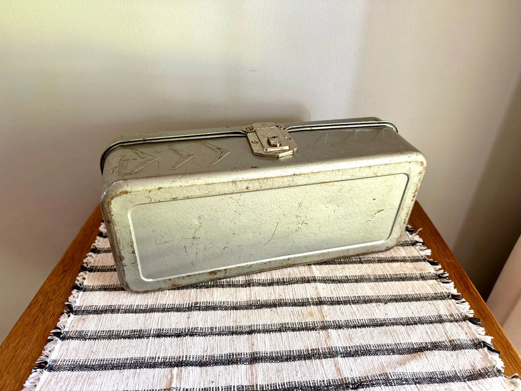1950s Vintage Metal Tackle Box | Excelsior Metal Tackle Box | Rustic Industrial Tool Box | Rustic 50s Tool Box | Industrial Metal Box.