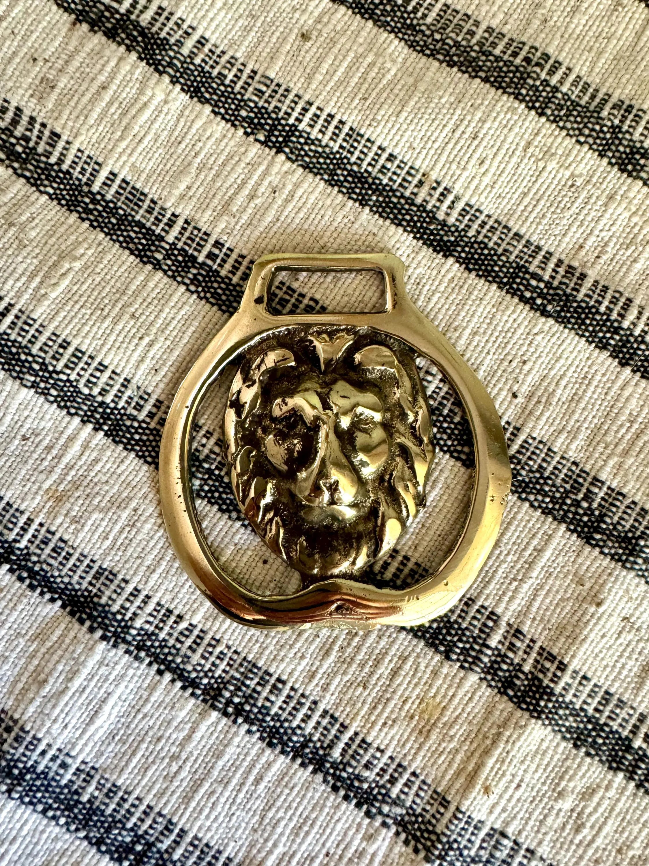 Vtg Solid Brass Lion's Head Horse Harness Medallion | Lions Head Medallion | Horse Harness Decoration | Lion Decor | Horse Decor Metal