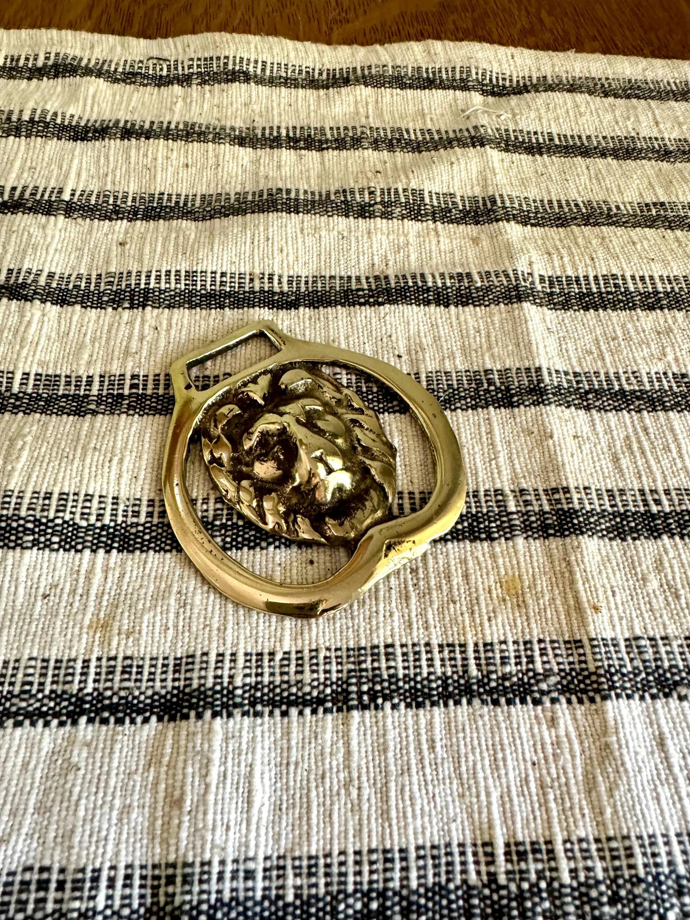 Vtg Solid Brass Lion's Head Horse Harness Medallion | Lions Head Medallion | Horse Harness Decoration | Lion Decor | Horse Decor Metal