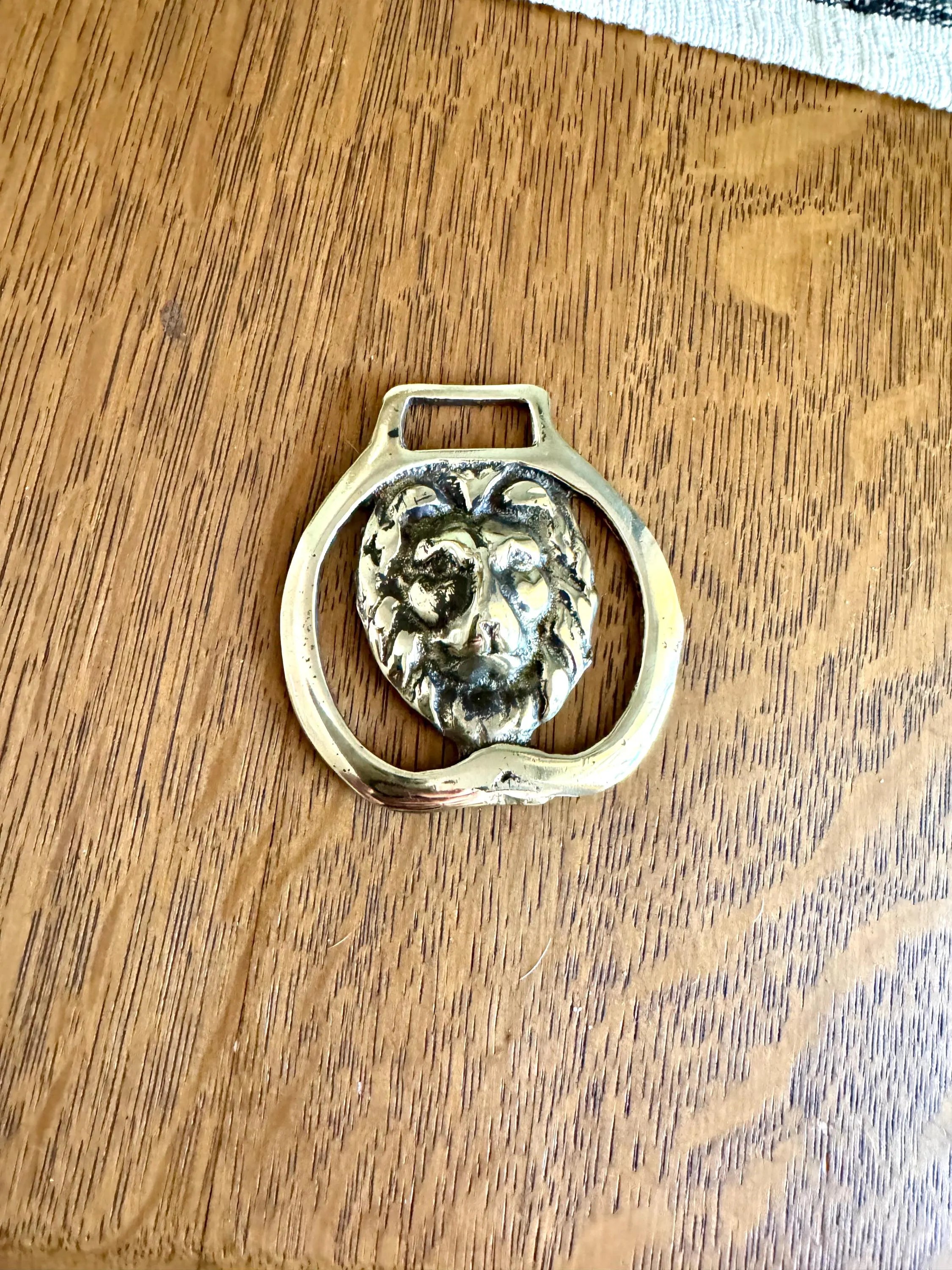 Vtg Solid Brass Lion's Head Horse Harness Medallion | Lions Head Medallion | Horse Harness Decoration | Lion Decor | Horse Decor Metal
