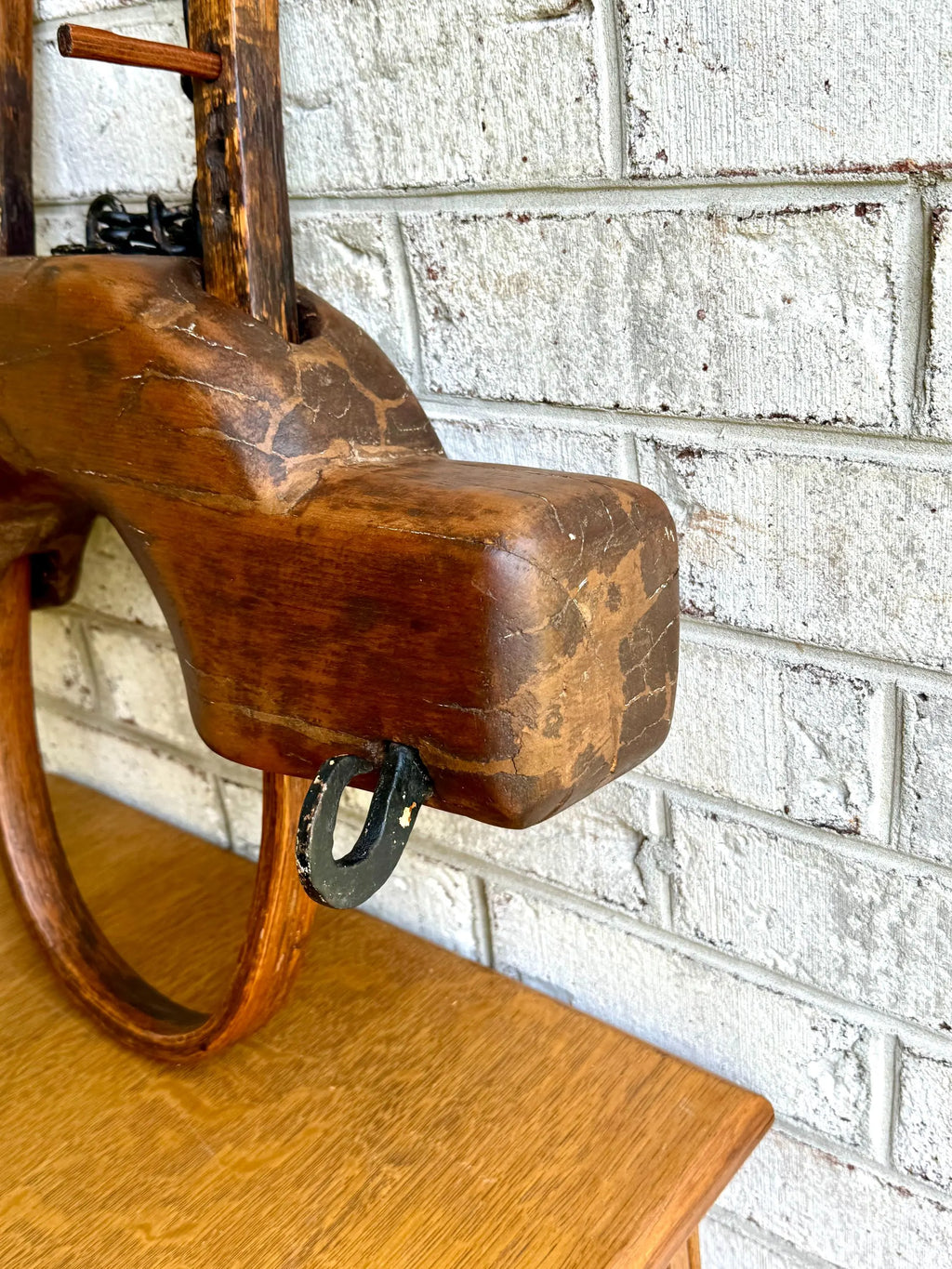 Antique Single Ox Yoke | Large Ox Yoke | Rustic Wood and Steel Single Ox Yoke | Large Primitive Handmade Oxen Yoke | Farmhouse Decor | Western Decor
