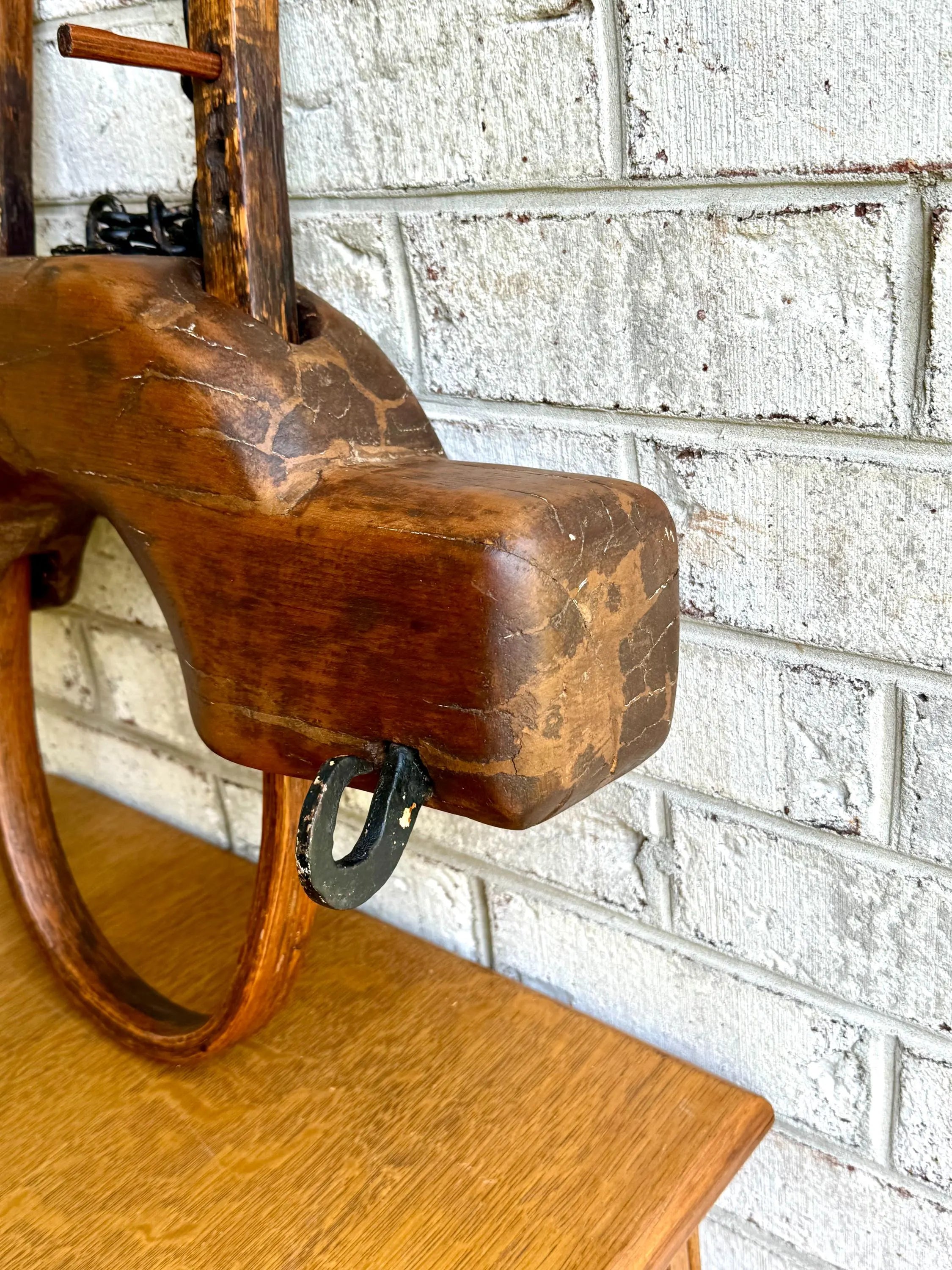 Antique Single Ox Yoke | Large Ox Yoke | Rustic Wood and Steel Single Ox Yoke | Large Primitive Handmade Oxen Yoke | Farmhouse Decor | Western Decor