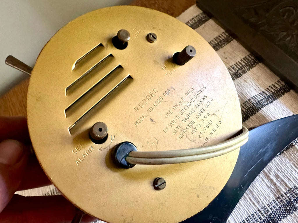 Vtg Nautical Seth Thomas Electric Clock | Seth Thomas "Rudder" Alarm Clock | Ship's Tiller Clock | Seth Thomas MCM 925-003 Clock