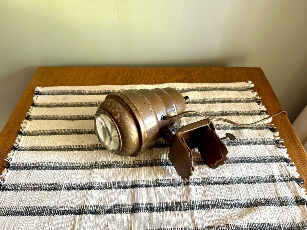 Vtg Metal Headboard Lamp | Art Deco Clamp Lamp | 1940's Bullet Fisheye Lamp | Industrial Reading Lamp | Atomic Clamp On Task Lamp