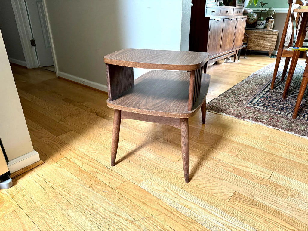 MCM Formica Side Table | Mid Century Modern End Table | 2 Tier Formica End Table | Tiered MCM Table