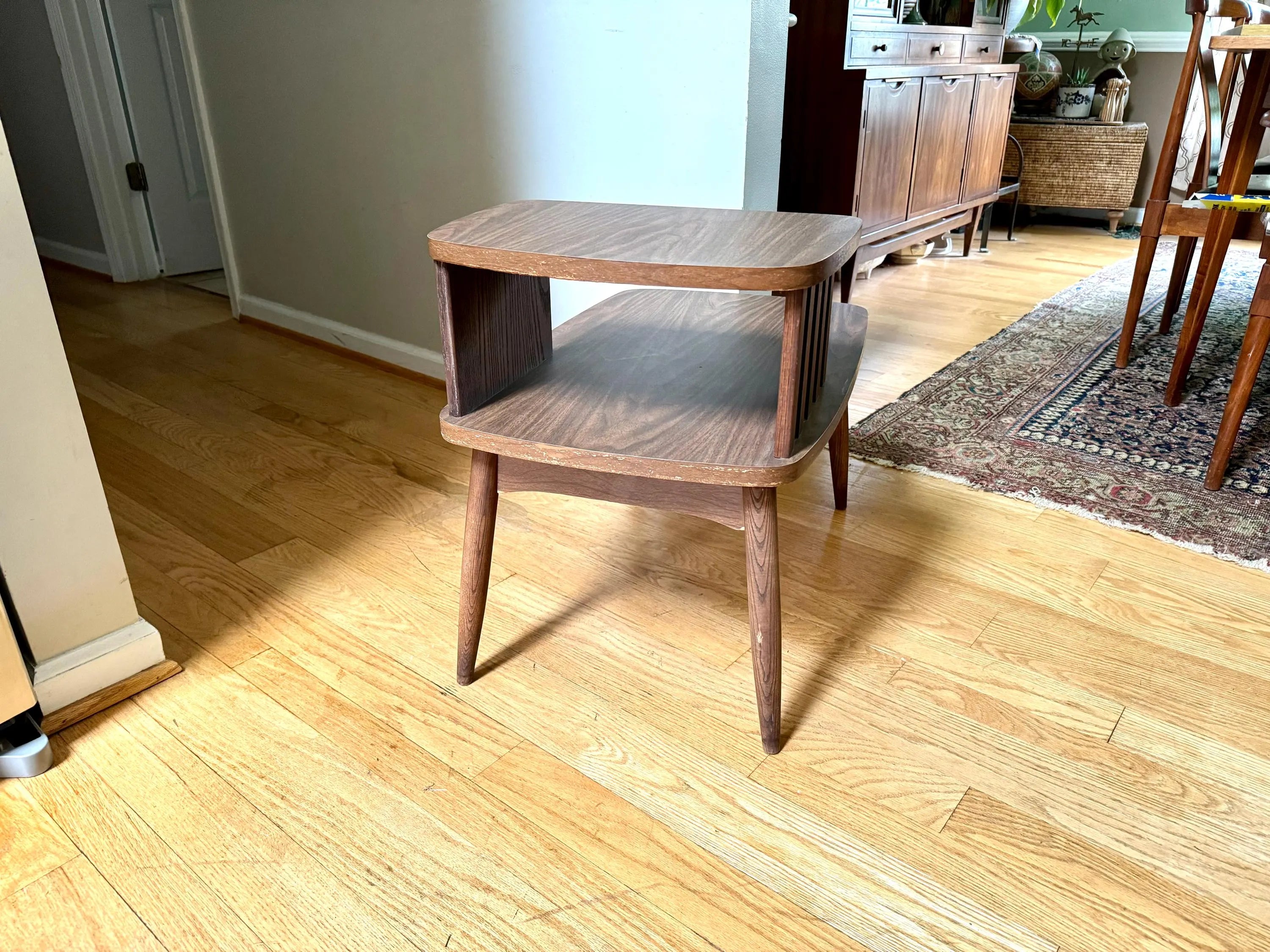 MCM Formica Side Table | Mid Century Modern End Table | 2 Tier Formica End Table | Tiered MCM Table