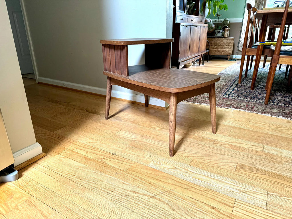 MCM Formica Side Table | Mid Century Modern End Table | 2 Tier Formica End Table | Tiered MCM Table
