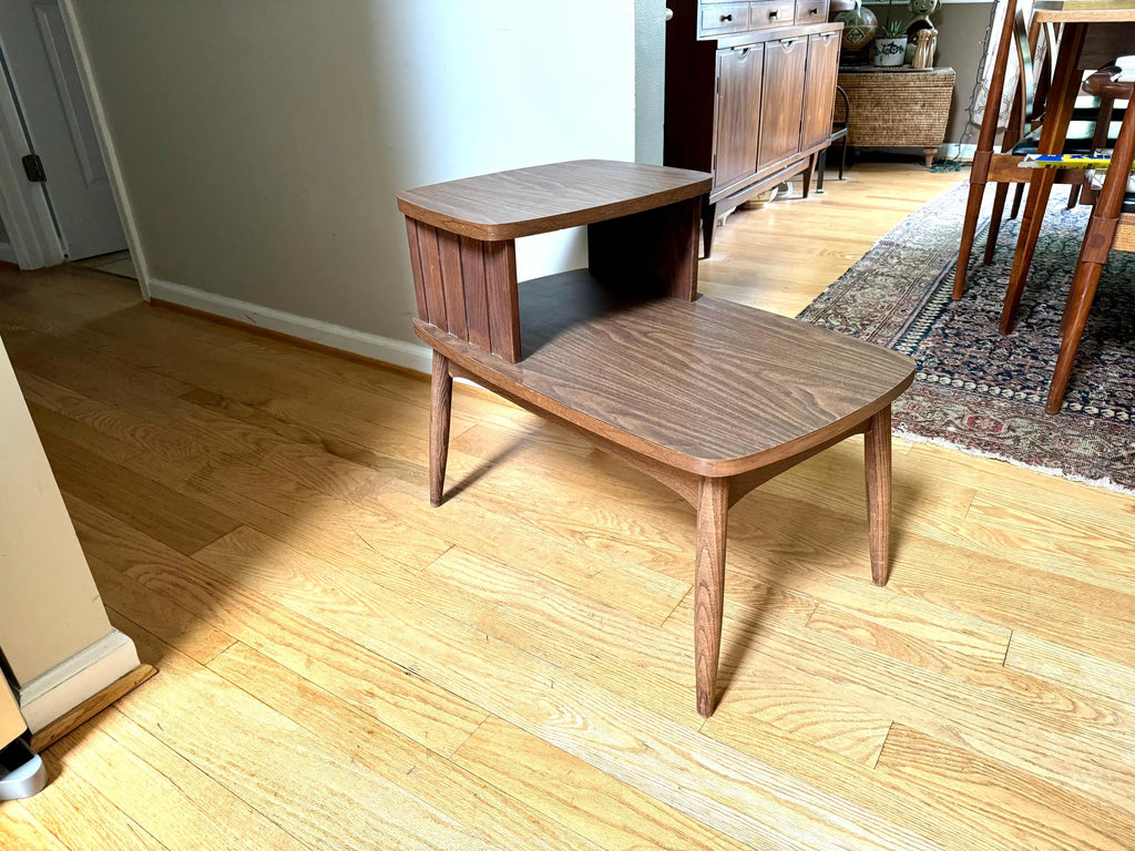 MCM Formica Side Table | Mid Century Modern End Table | 2 Tier Formica End Table | Tiered MCM Table