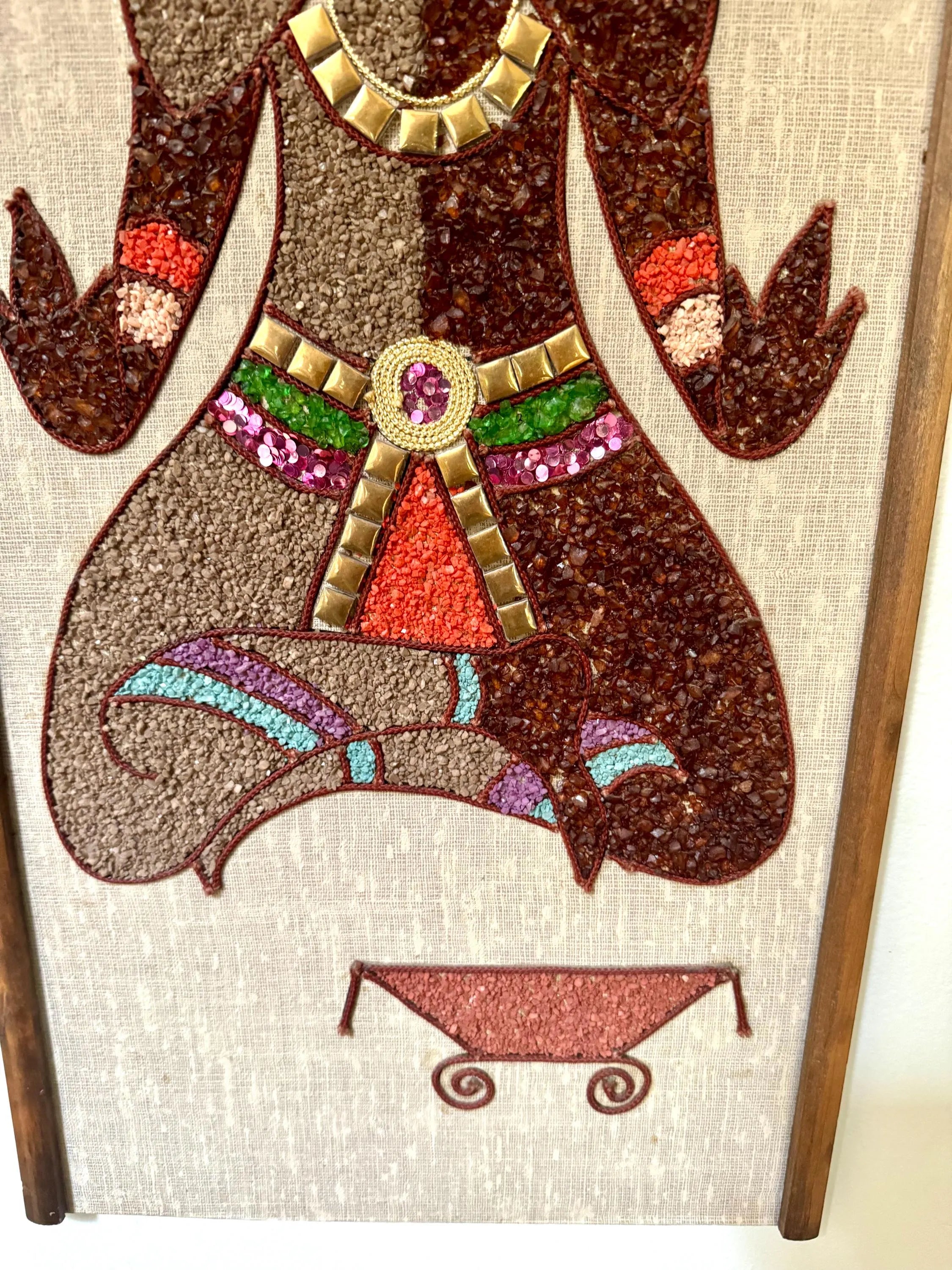 Vtg Hindu Zen Gravel Art | Pebble Art Indian God | MCM Gravel Art | Indian Zen Gravel Art | Rock Art | Mosaic Art | 3-D Art
