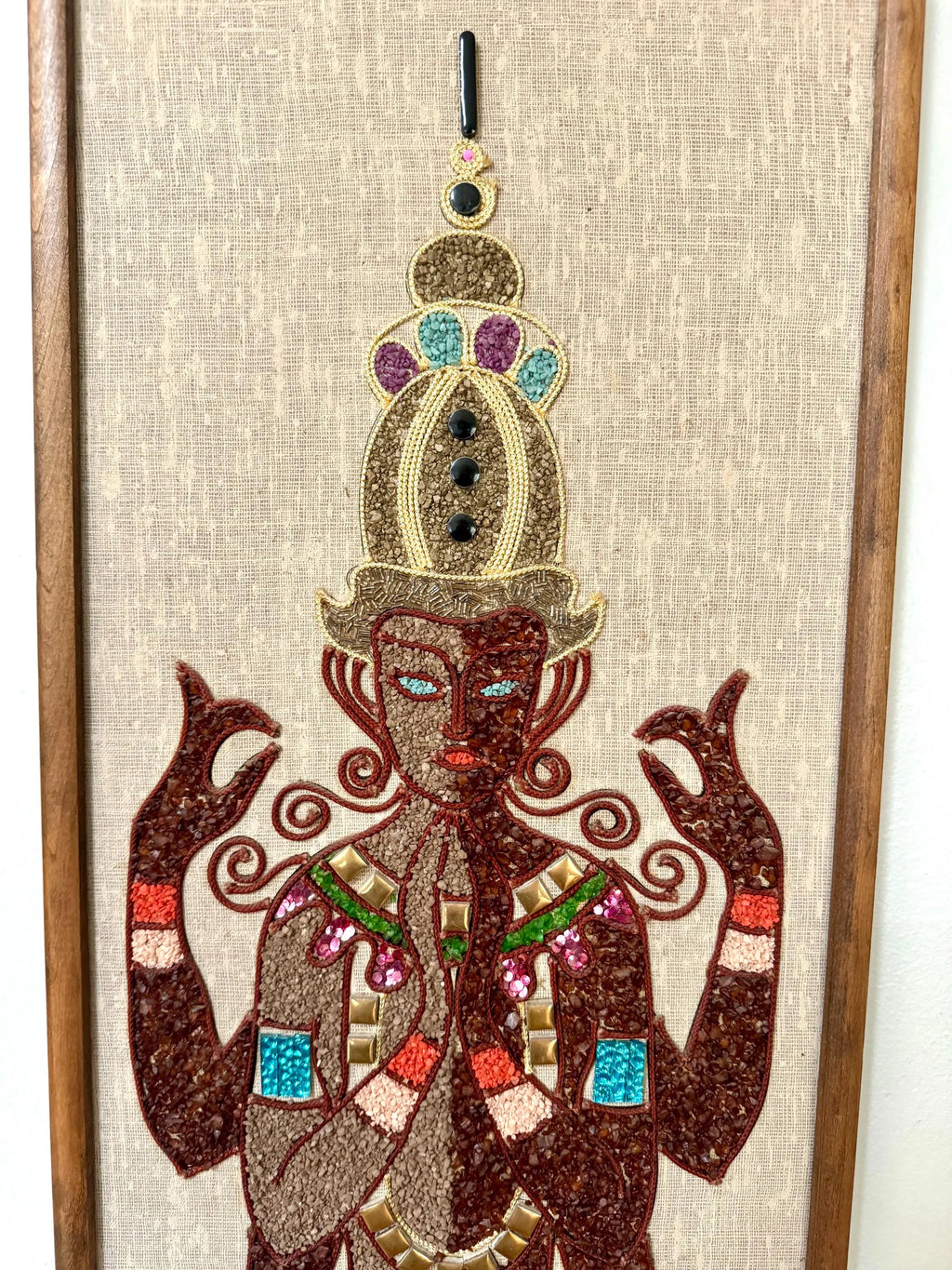 Vtg Hindu Zen Gravel Art | Pebble Art Indian God | MCM Gravel Art | Indian Zen Gravel Art | Rock Art | Mosaic Art | 3-D Art
