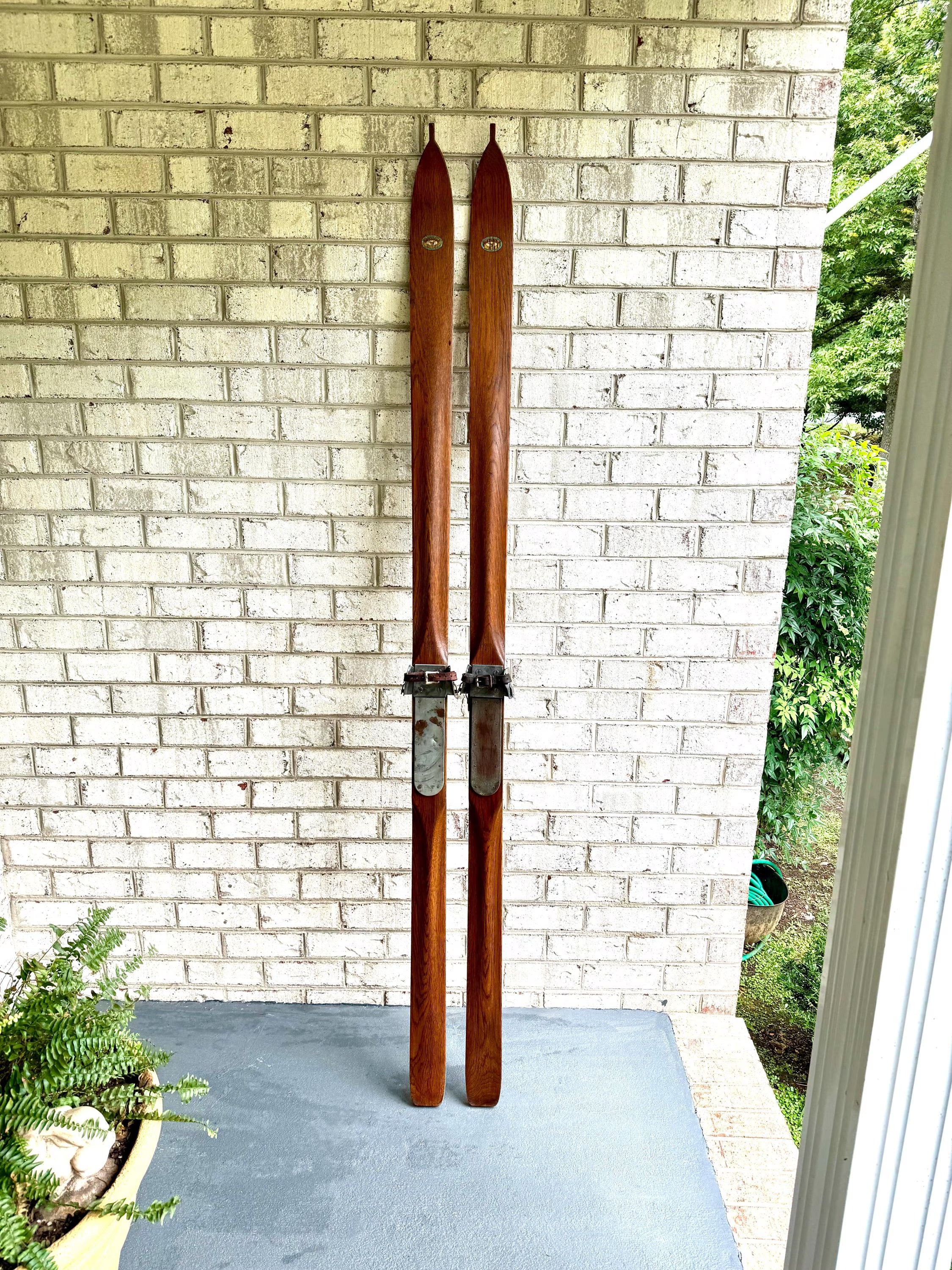 Antique Pair of Northland Wooden Skis | Hickory Wood Skis | Cabin Decor | Antique Snow Skis | Wooden Snow Skis | Hickory Snow Skis