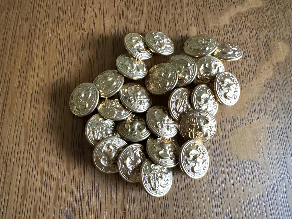 Vintage lot of 24 Gold Tone U.S. Navy Uniform Buttons | Eagle and Anchor Gold Buttons | USN Dress Buttons | 13 Star Gold Navy Buttons