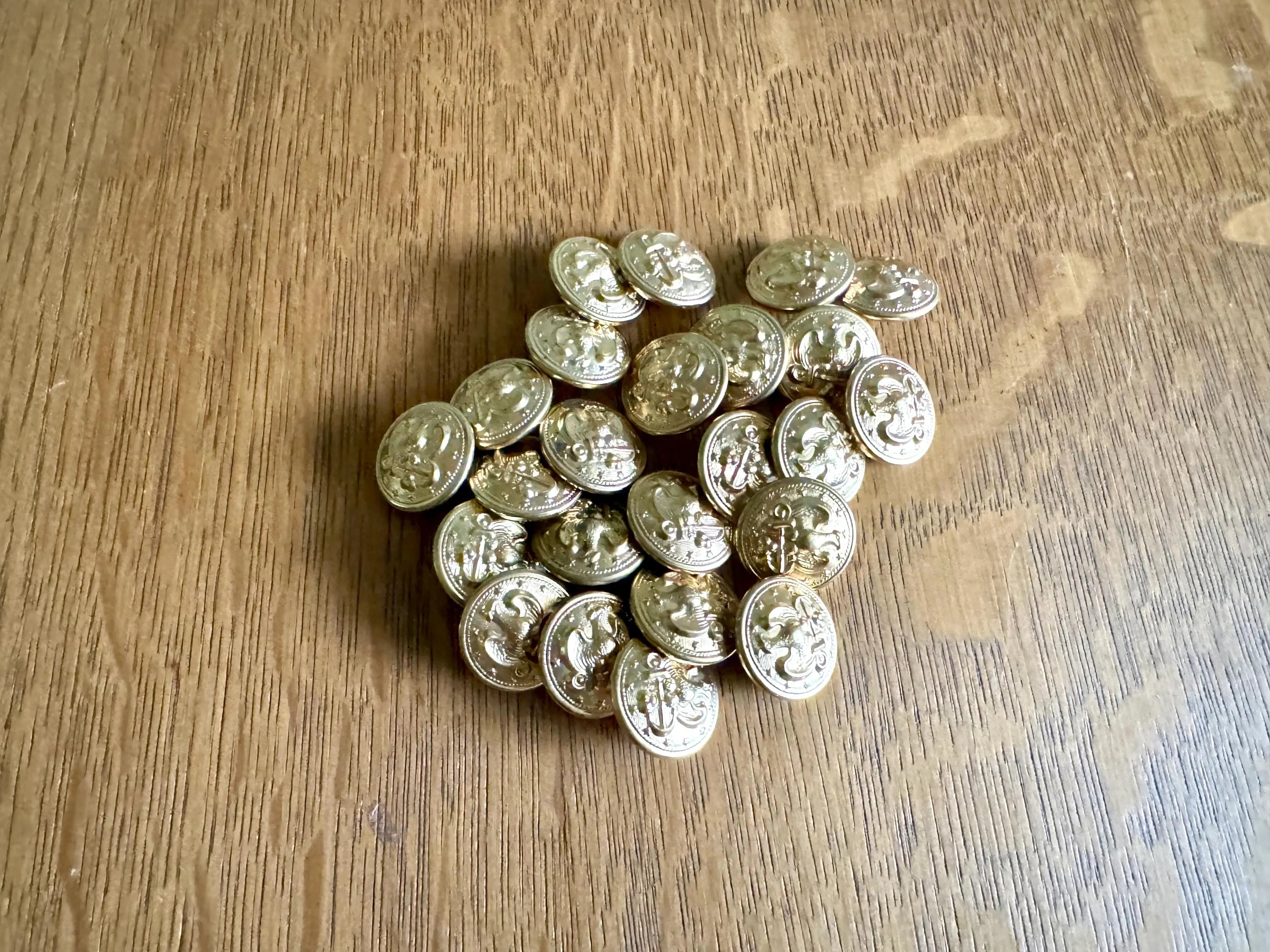 Vintage lot of 24 Gold Tone U.S. Navy Uniform Buttons | Eagle and Anchor Gold Buttons | USN Dress Buttons | 13 Star Gold Navy Buttons