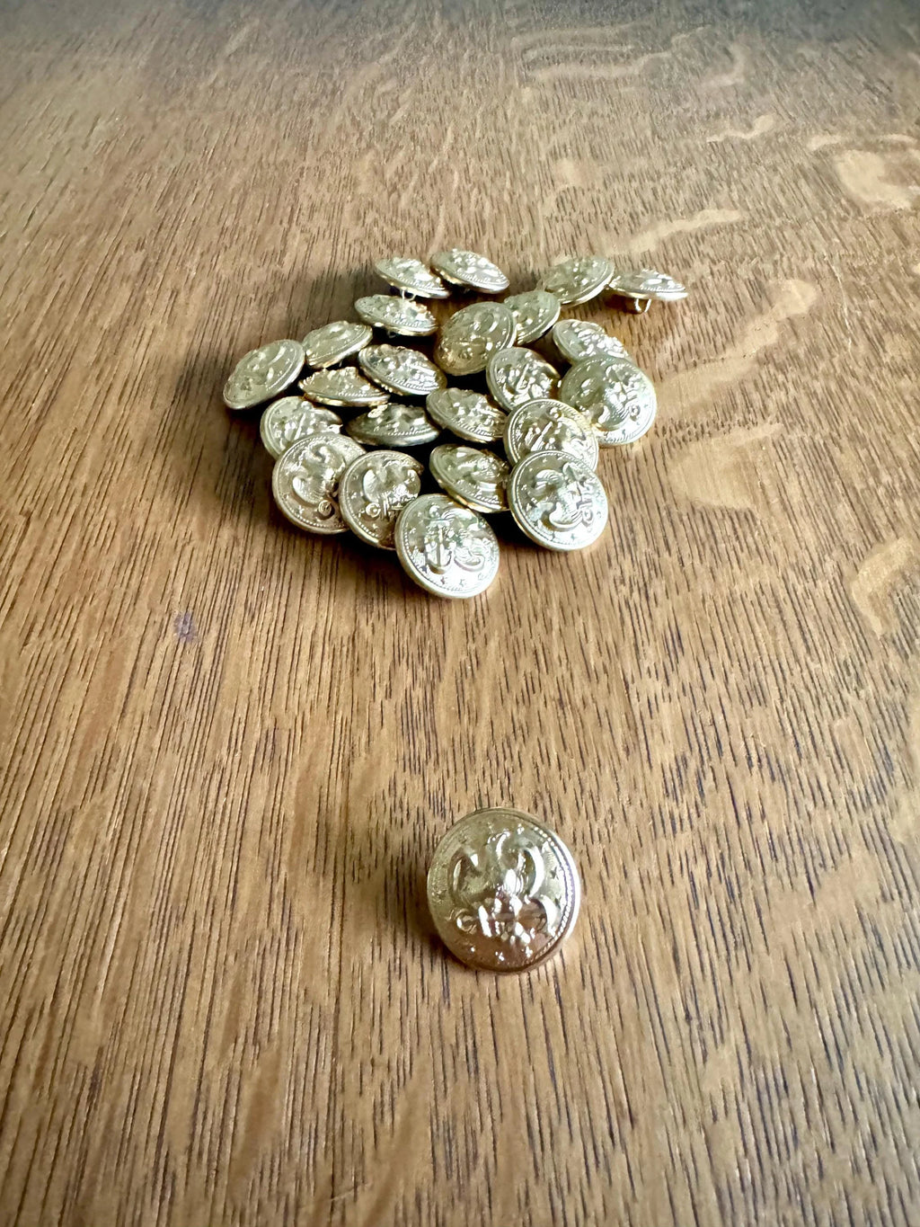 Vintage lot of 24 Gold Tone U.S. Navy Uniform Buttons | Eagle and Anchor Gold Buttons | USN Dress Buttons | 13 Star Gold Navy Buttons