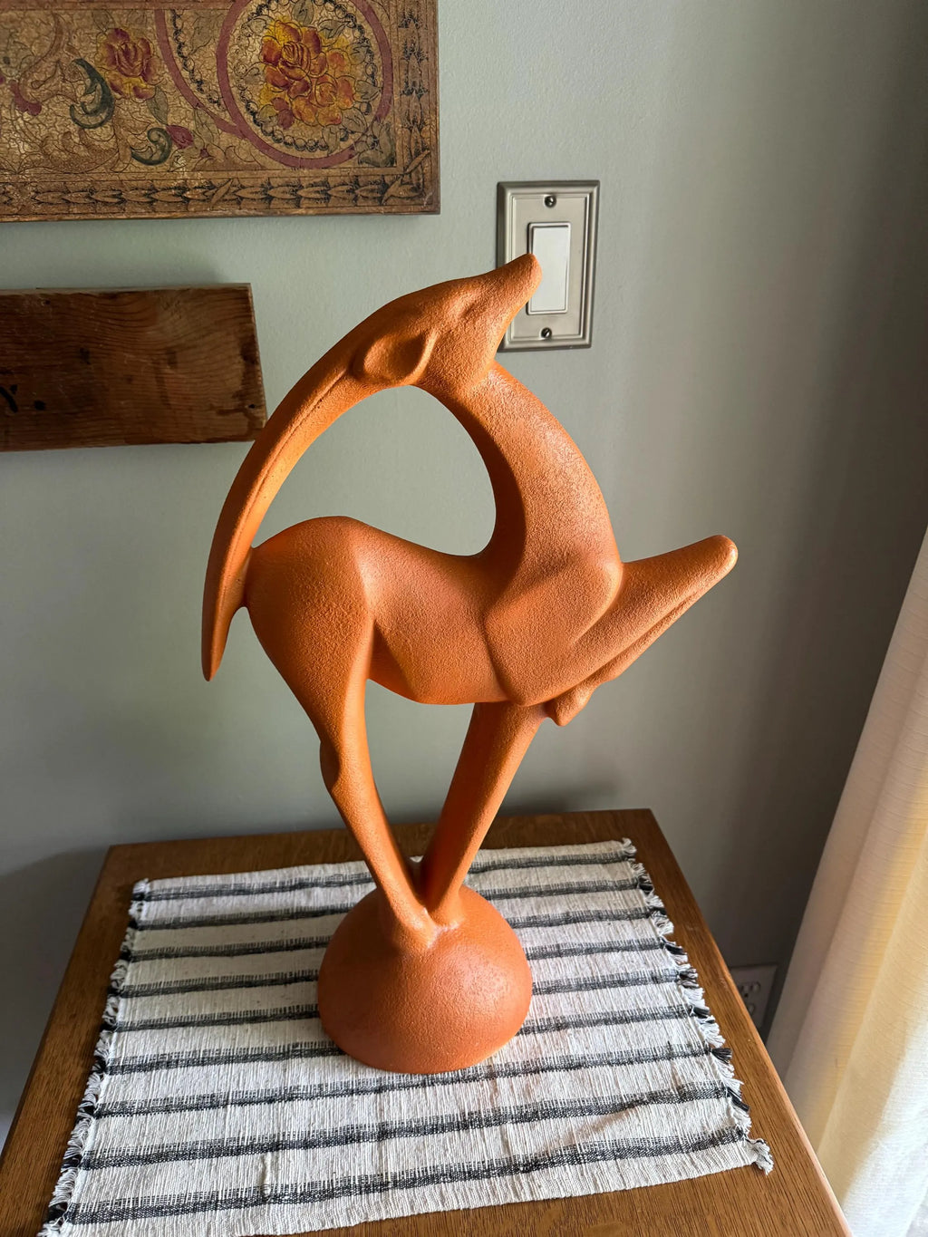 A Large Ceramic Gazelle Sculpture | Royal Haeger Art Deco Gazelle Sculpture | Large Textured Orange Gazelle Statue| 21 1/2" Ceramic Gazelle