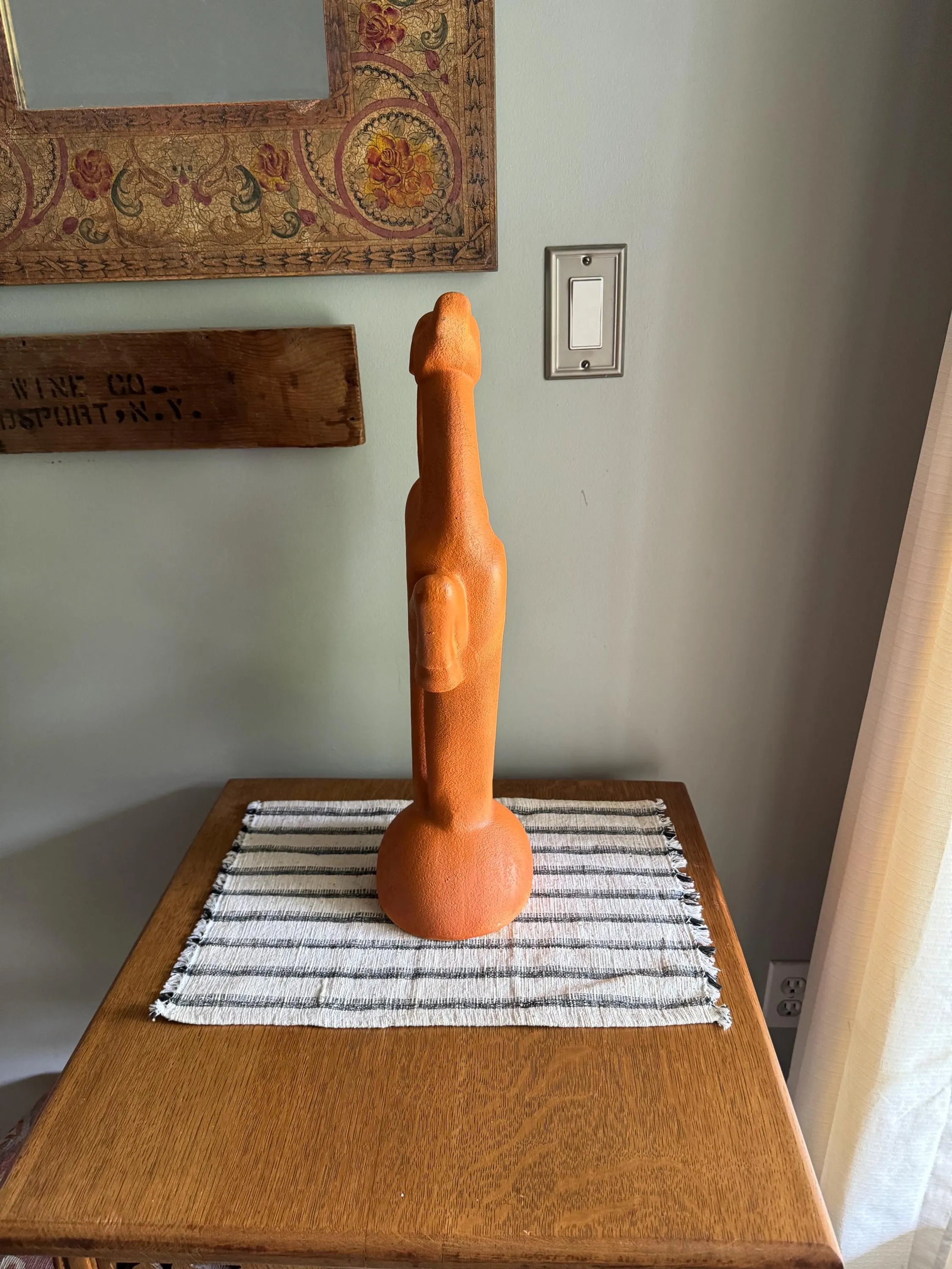 A Large Ceramic Gazelle Sculpture | Royal Haeger Art Deco Gazelle Sculpture | Large Textured Orange Gazelle Statue| 21 1/2" Ceramic Gazelle