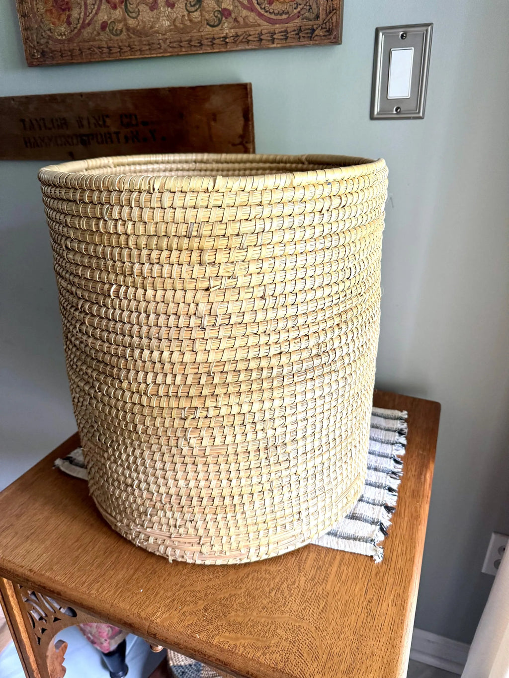 Large Round Coiled Sweetgrass Basket  | Native American Woven Basket | Boho Decor | Boho Storage| Sweetgrass Coiled Hamper