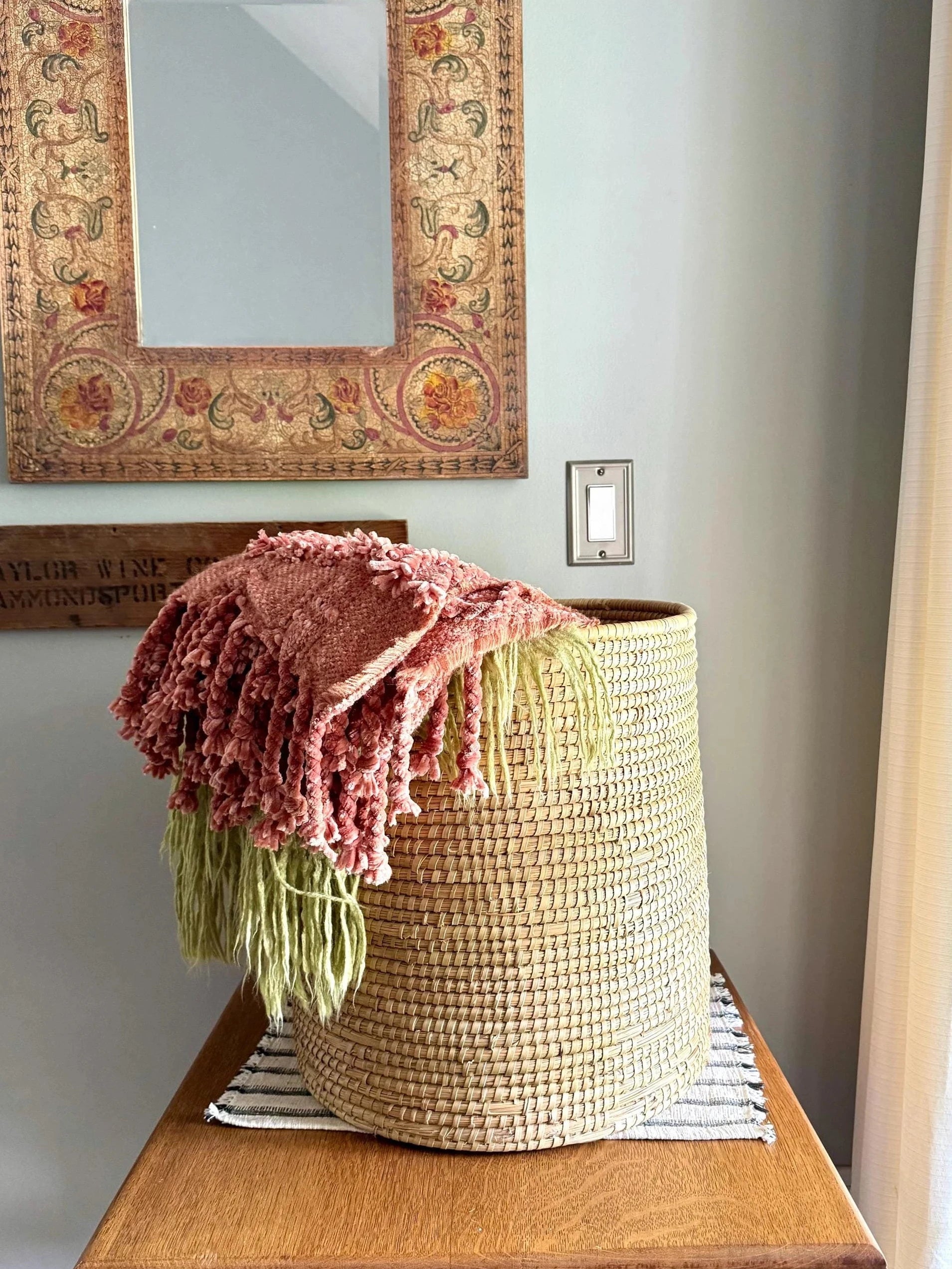 Large Round Coiled Sweetgrass Basket  | Native American Woven Basket | Boho Decor | Boho Storage| Sweetgrass Coiled Hamper