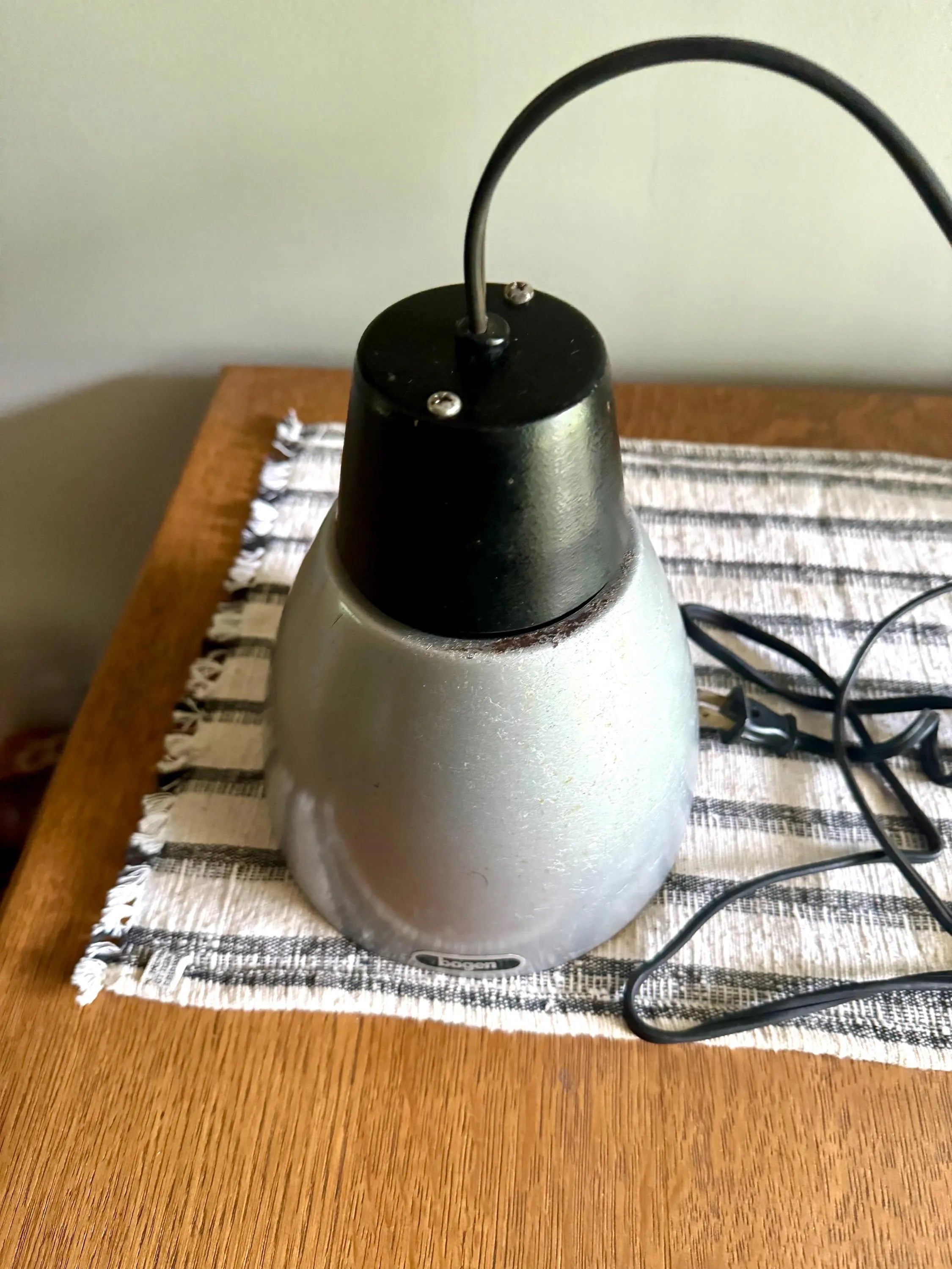 Vintage Bogen Enlarger Lamp | Coned Shade Hanging Lamp | Photography Pendant Lamp | Silver and Black Bogen 35 Enlarger Lamp |