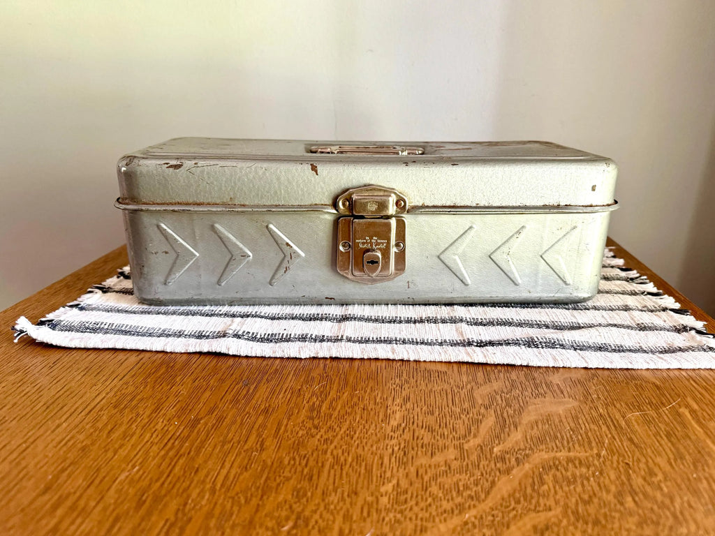 1950s Vintage Metal Tackle Box | Excelsior Metal Tackle Box | Rustic Industrial Tool Box | Rustic 50s Tool Box | Industrial Metal Box.