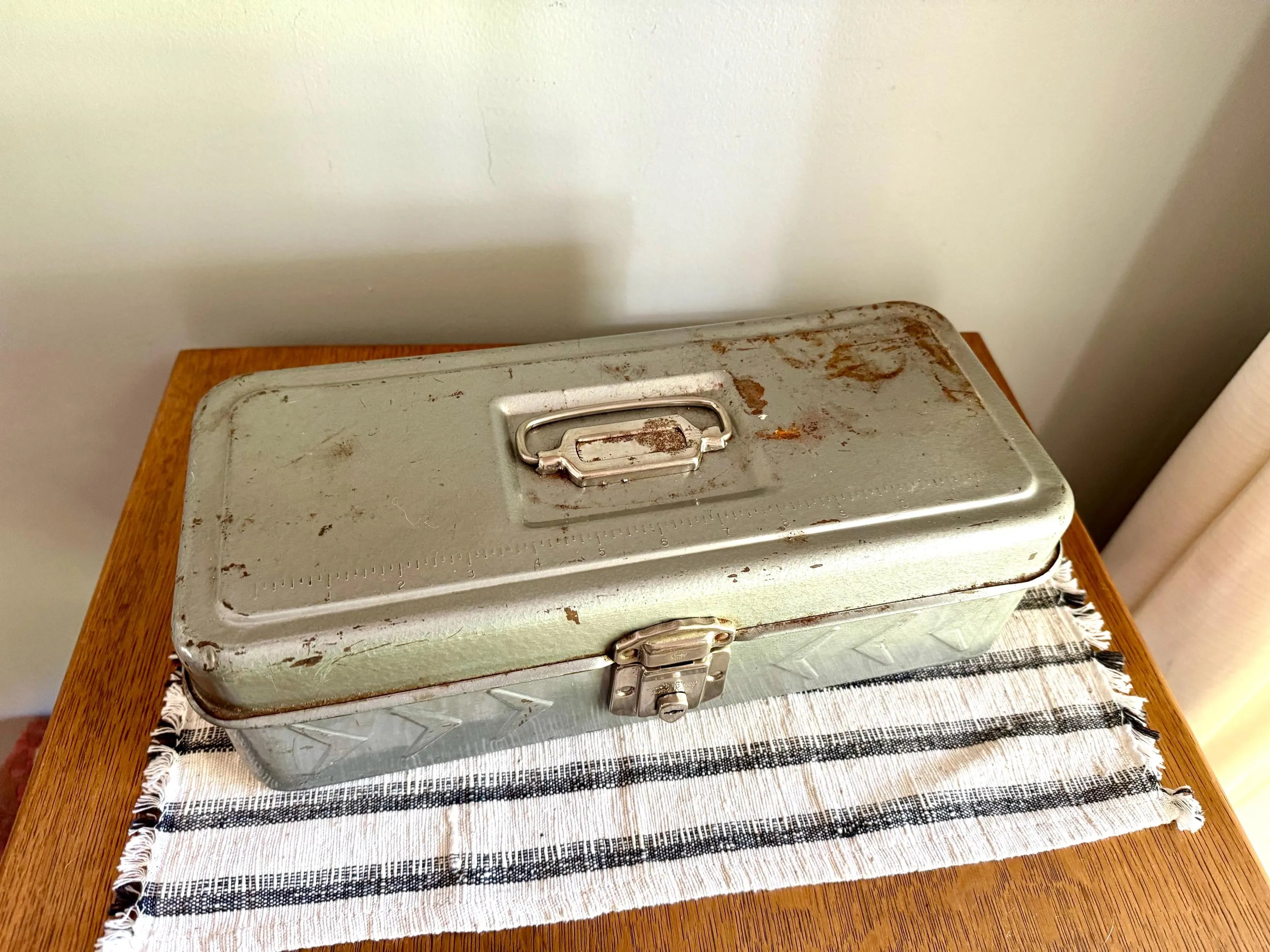 1950s Vintage Metal Tackle Box | Excelsior Metal Tackle Box | Rustic Industrial Tool Box | Rustic 50s Tool Box | Industrial Metal Box.